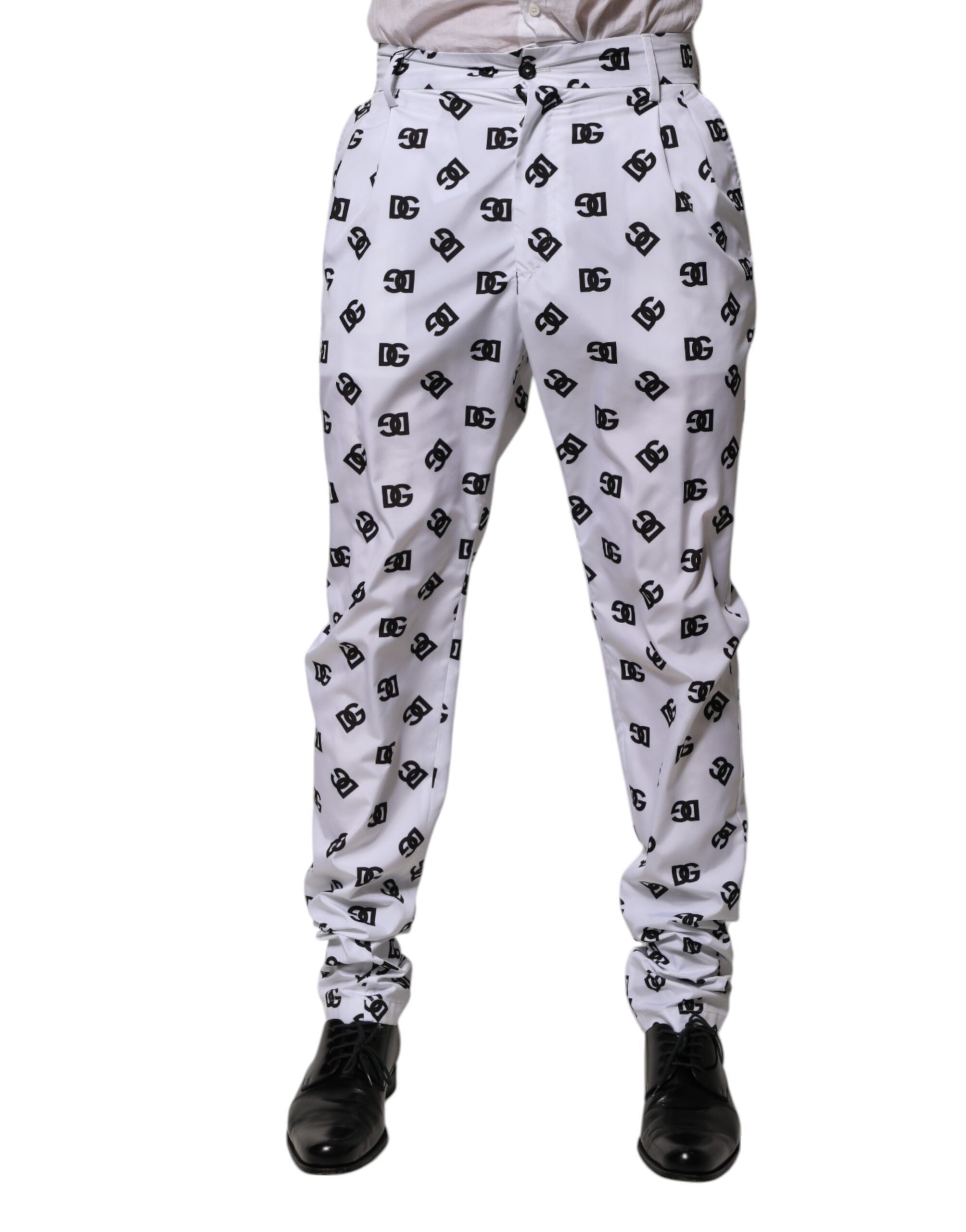 White Logo Cotton Skinny Denim Trouser Pants - ventzia