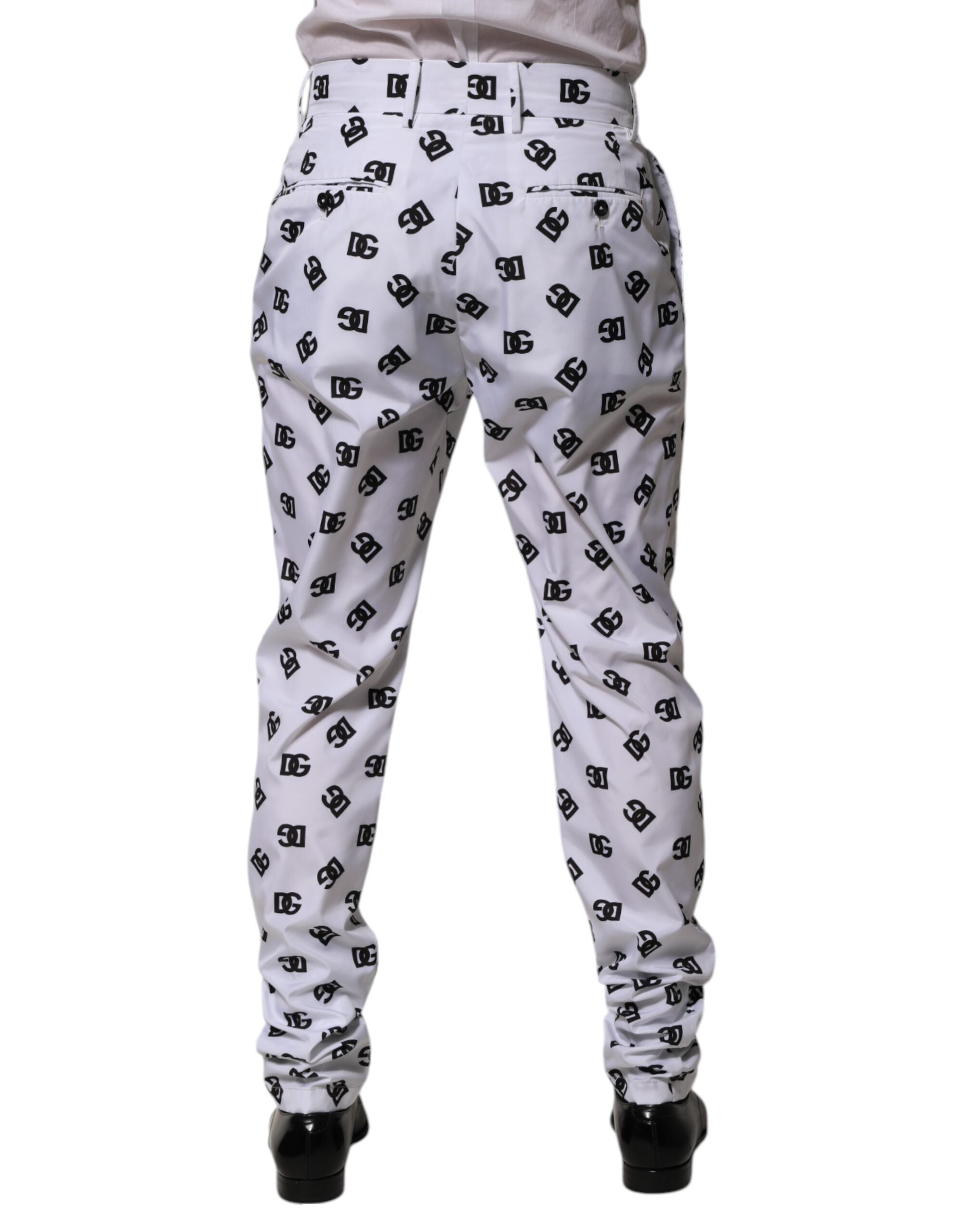 White Logo Cotton Skinny Denim Trouser Pants - ventzia
