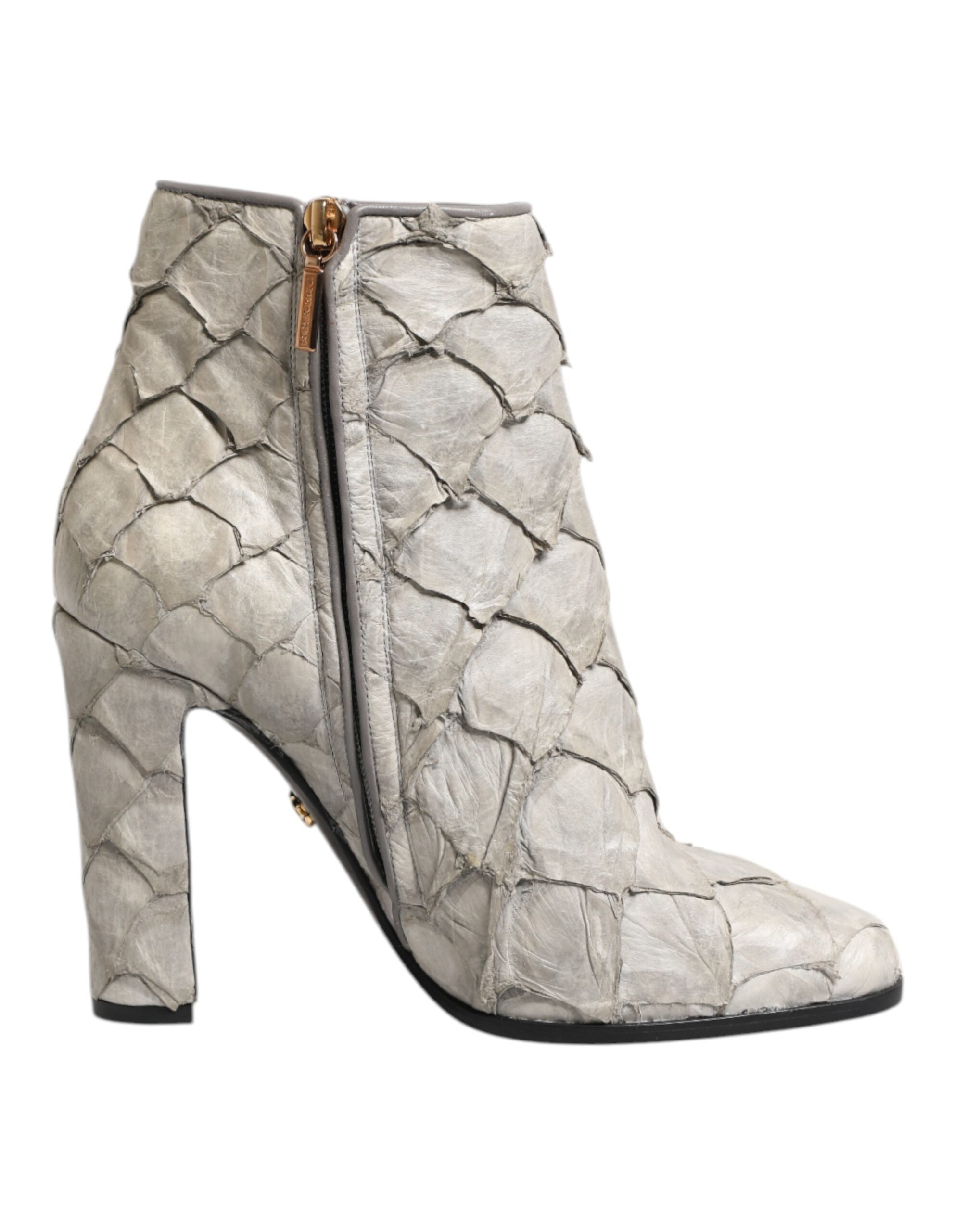 Off White Leather Heels Ankle Boots Shoes - ventzia