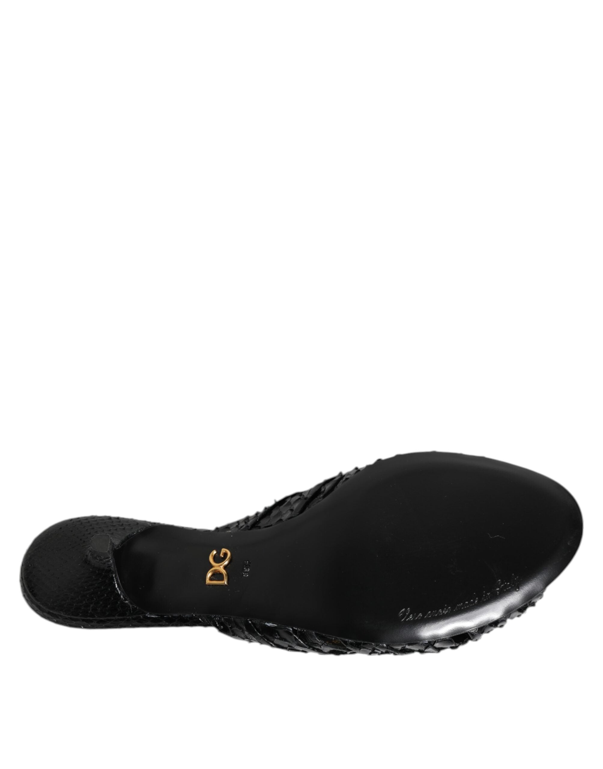 Black Leather Heels Slides Sandals Shoes - ventzia