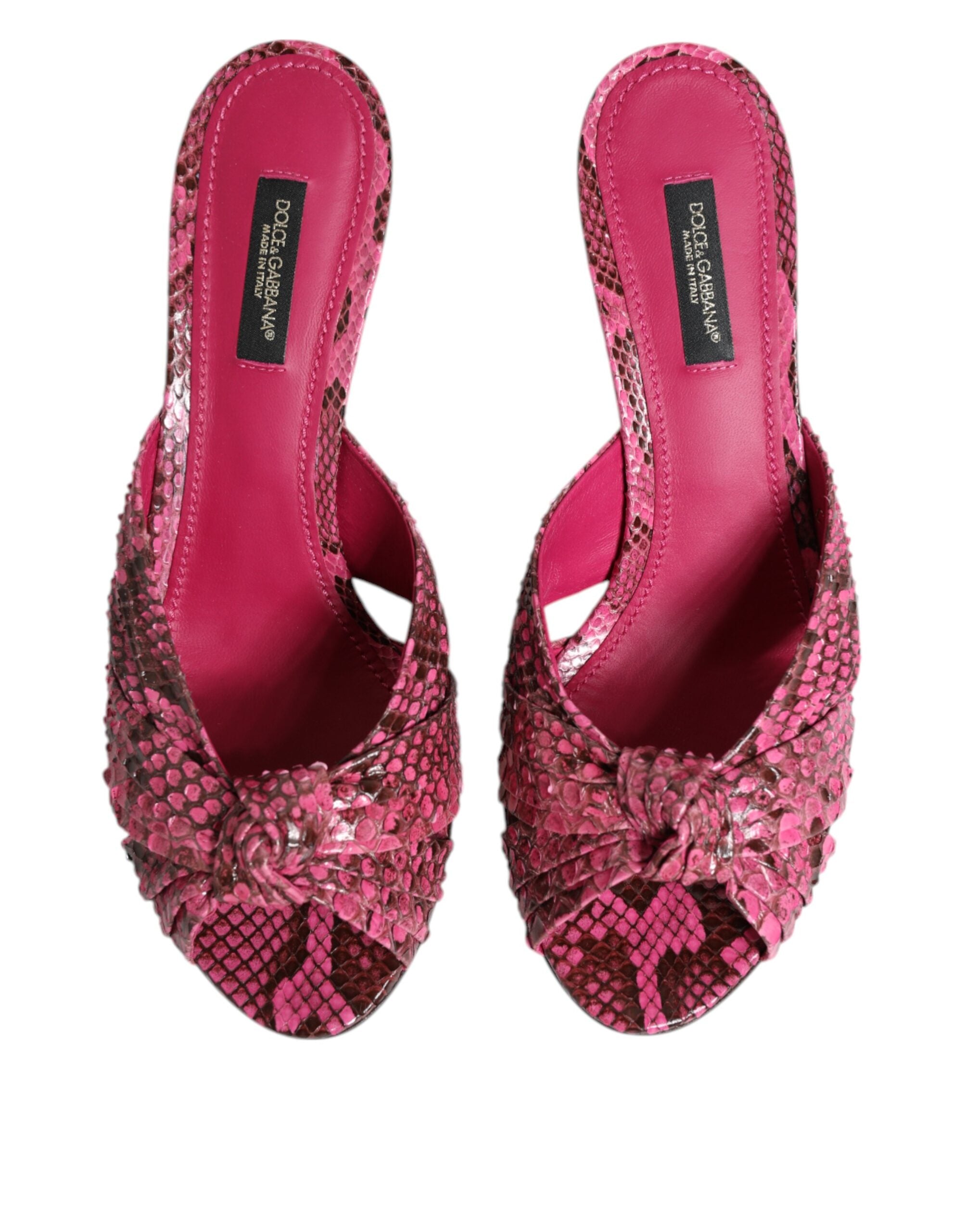 Pink Leather Heels Slides Sandals Shoes - ventzia