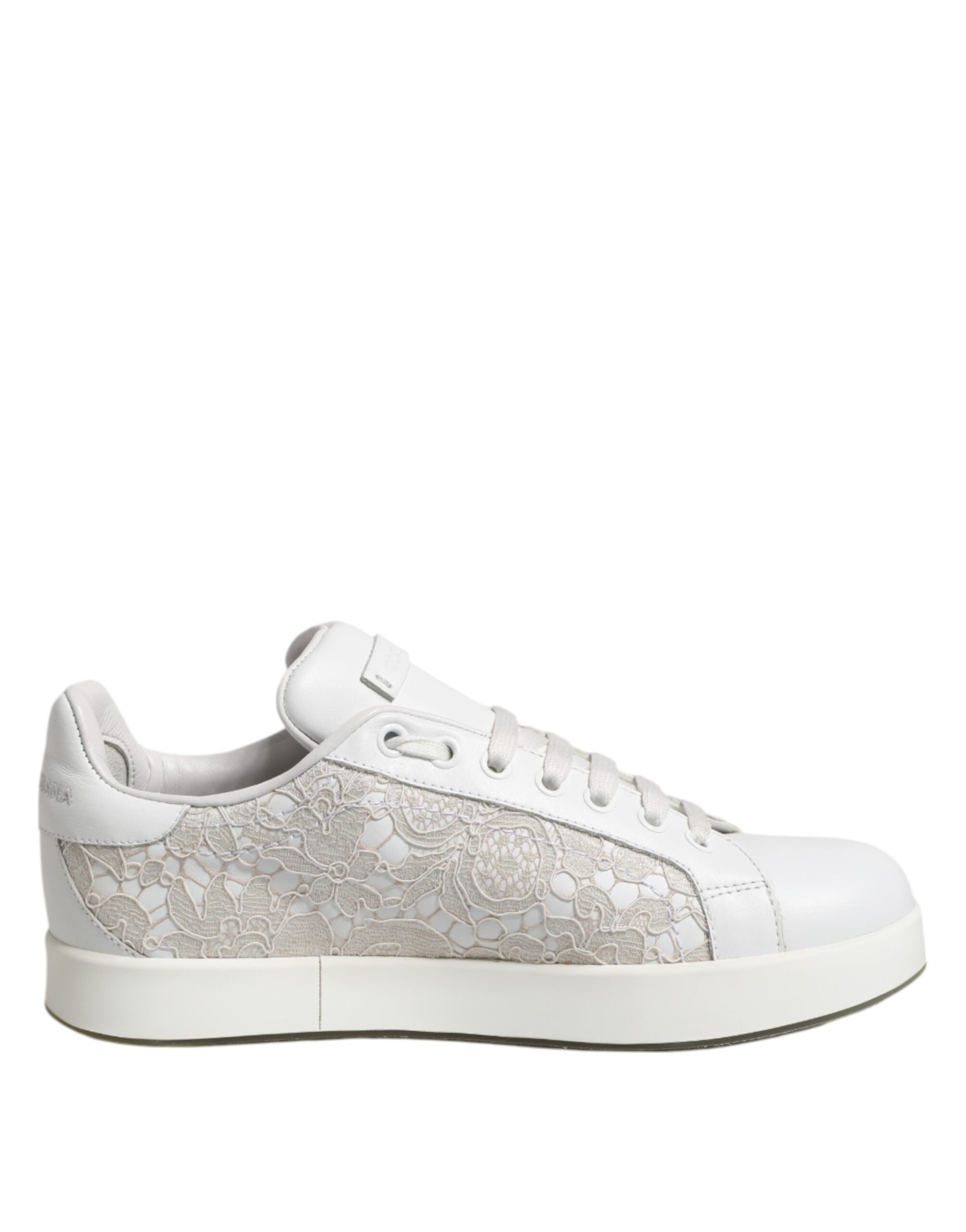 White Lace Leather Low Top Sneaker Shoes - ventzia