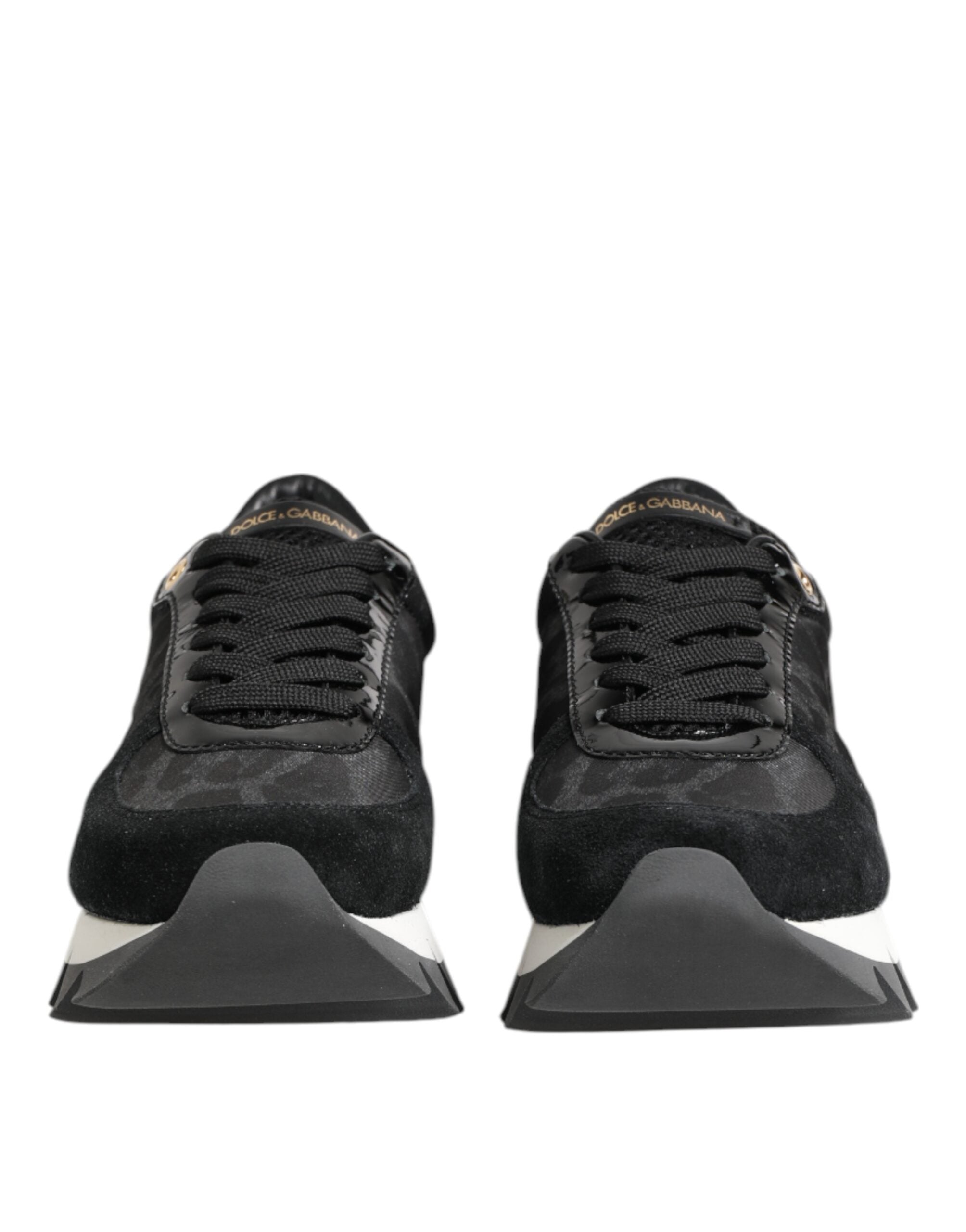Black Gray Leopard Low Top Sneakers Shoes - ventzia