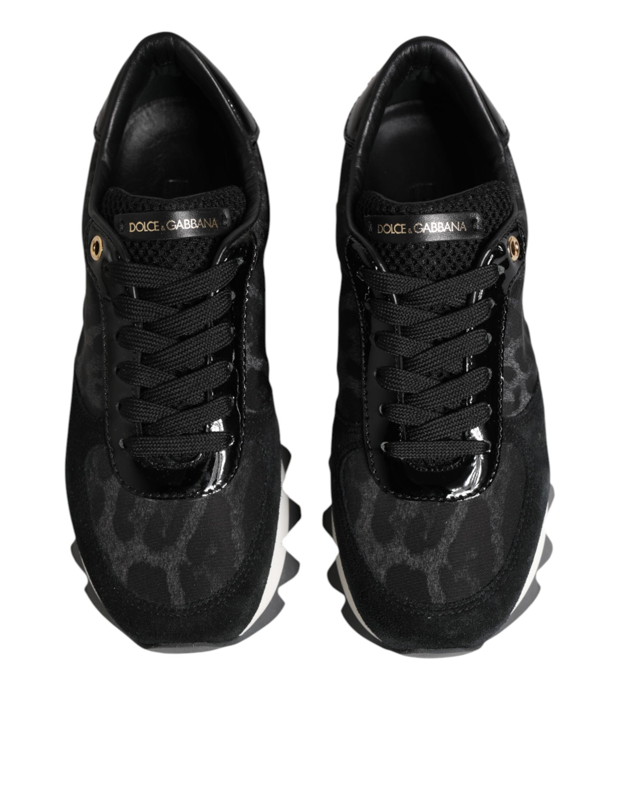 Black Gray Leopard Low Top Sneakers Shoes - ventzia