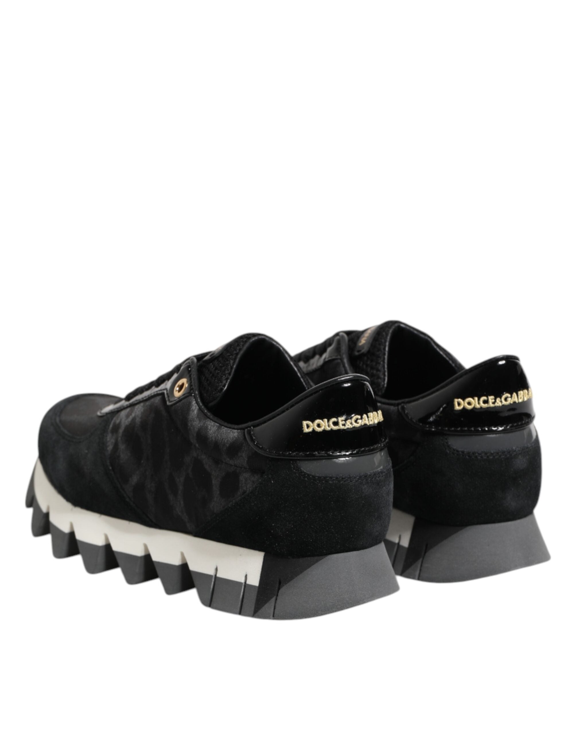 Black Gray Leopard Low Top Sneakers Shoes - ventzia