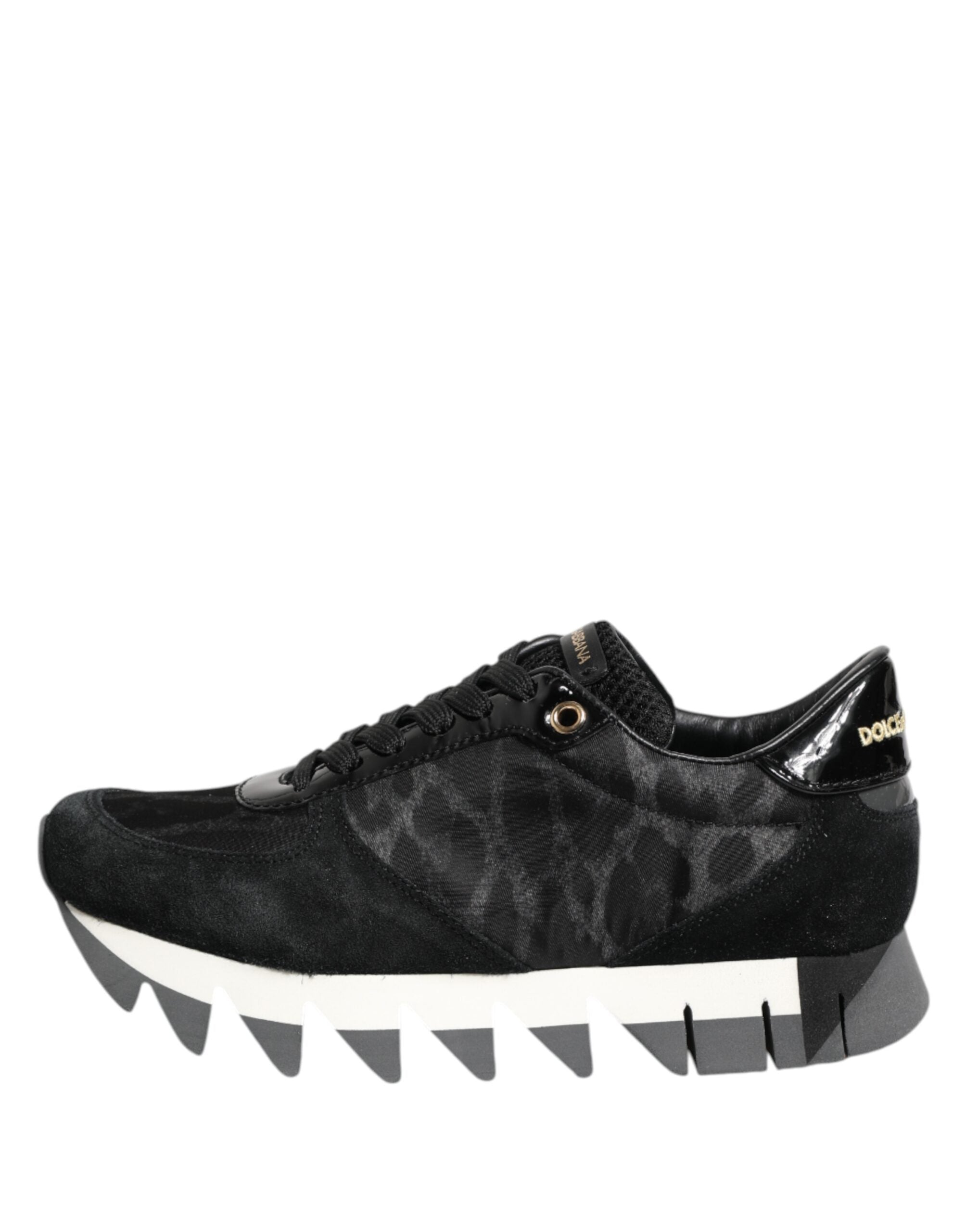 Black Gray Leopard Low Top Sneakers Shoes - ventzia