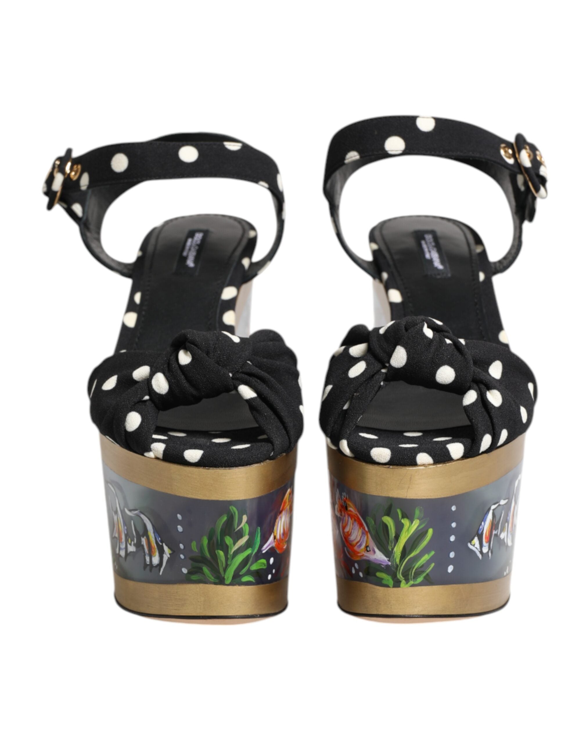 Multicolor Fish Polka Dot Wedge Sandals Shoes - ventzia
