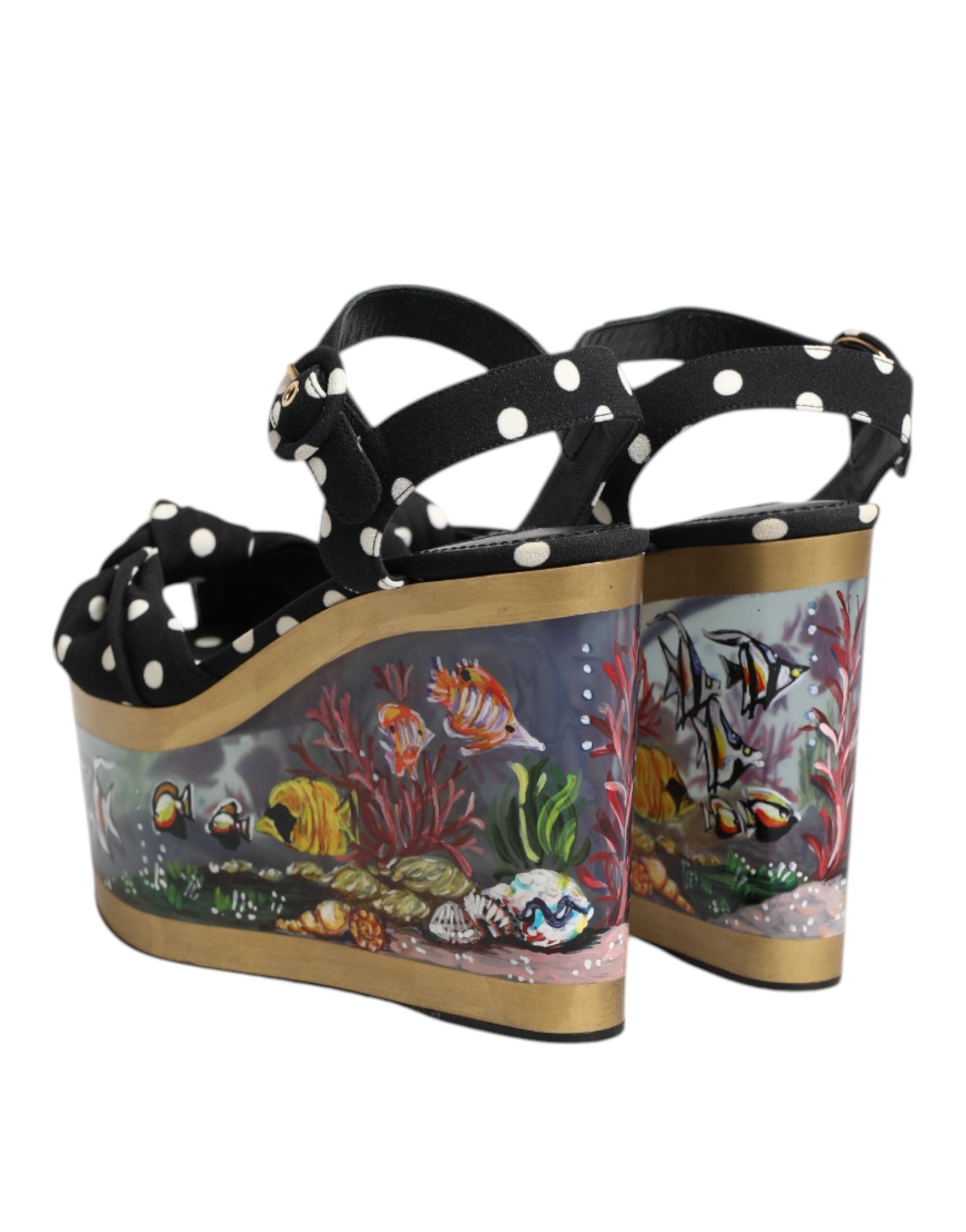 Multicolor Fish Polka Dot Wedge Sandals Shoes - ventzia