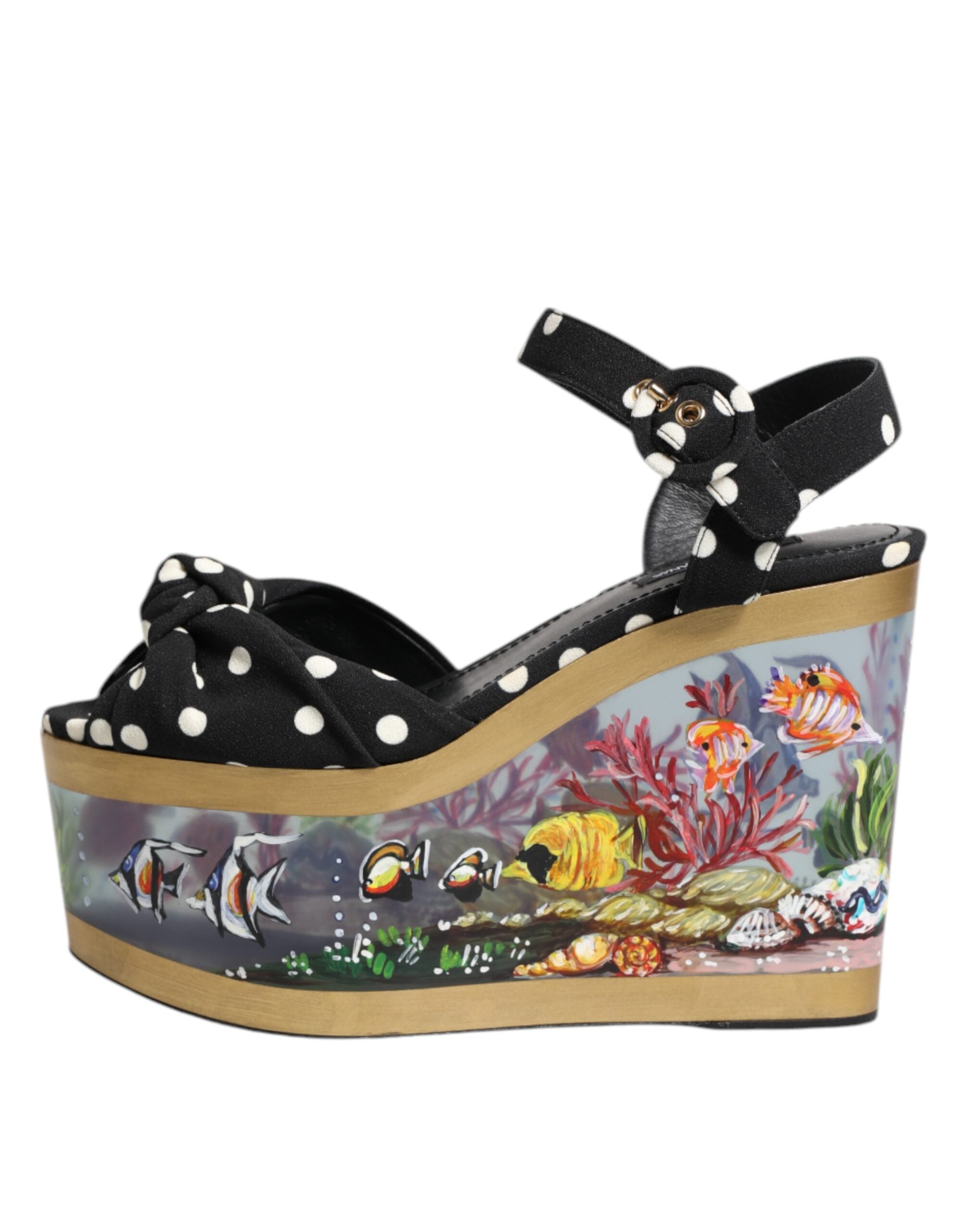 Multicolor Fish Polka Dot Wedge Sandals Shoes - ventzia