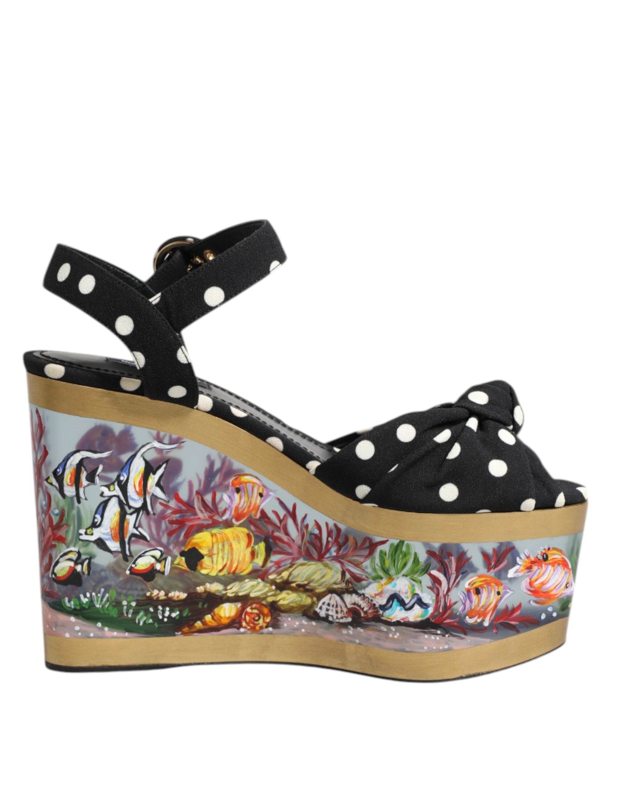 Multicolor Fish Polka Dot Wedge Sandals Shoes - ventzia