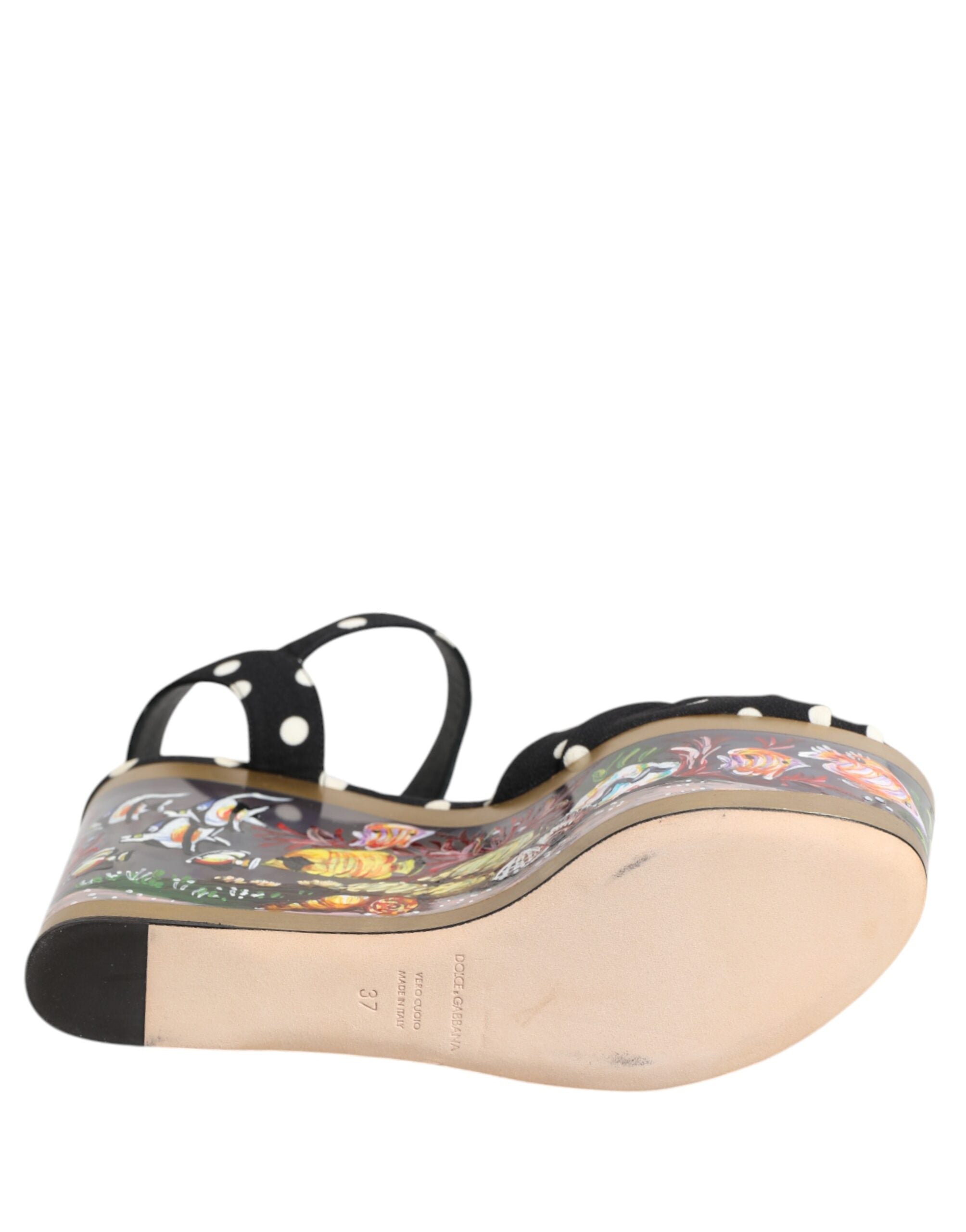 Multicolor Fish Polka Dot Wedge Sandals Shoes - ventzia