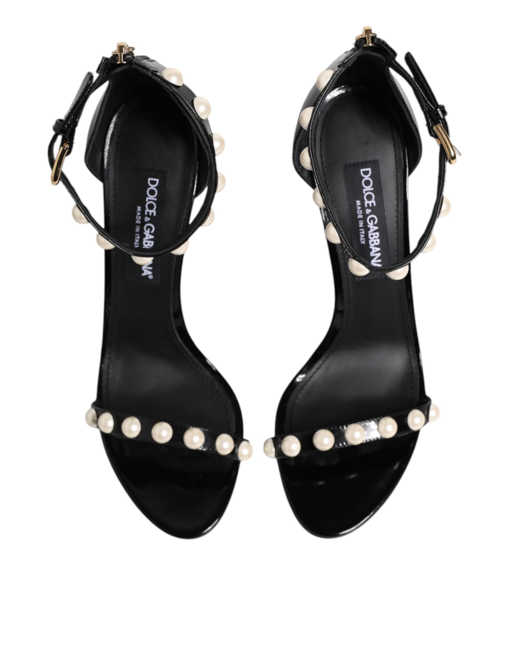 Black KEIRA Pearl Embellished Sandals Shoes - ventzia