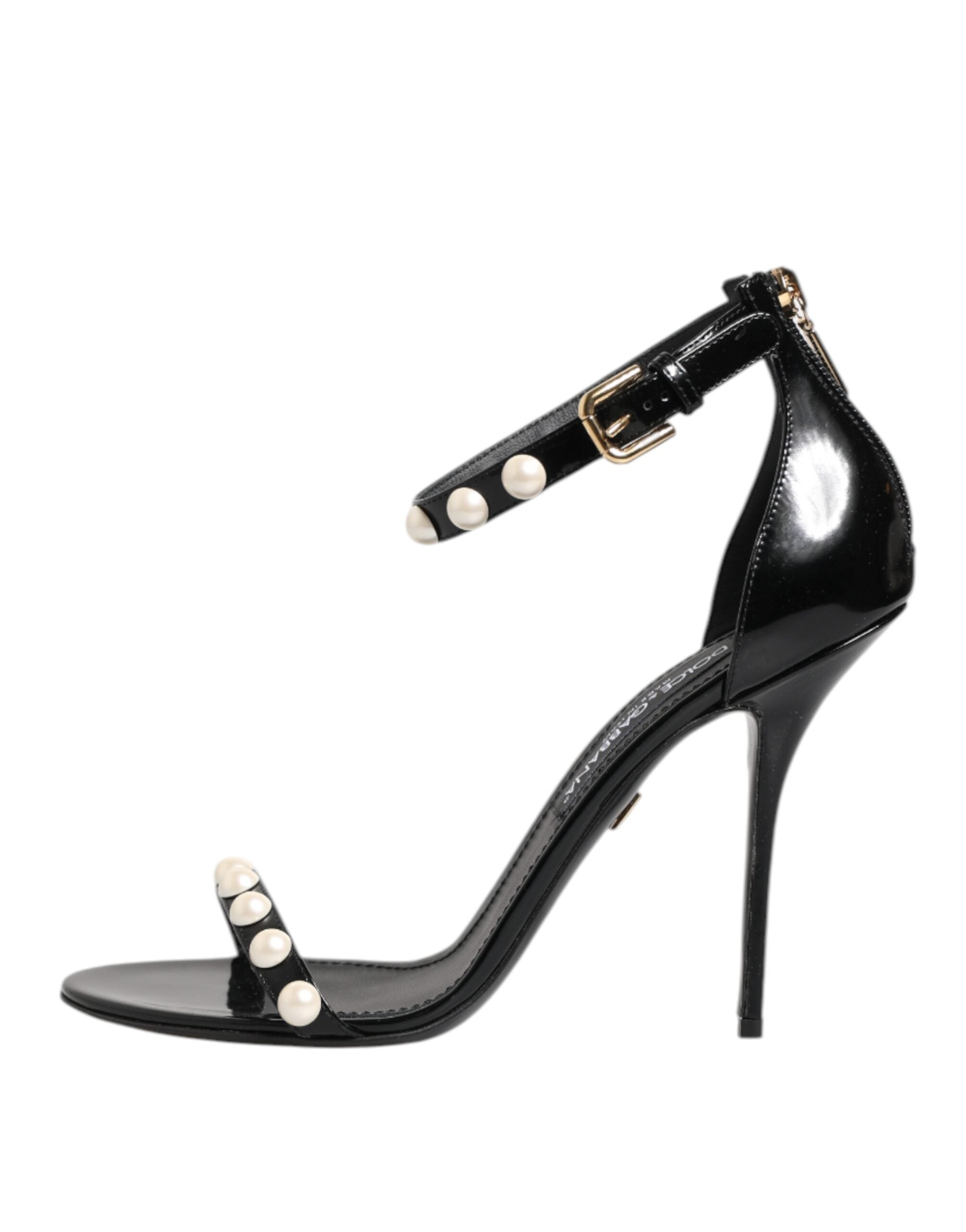 Black KEIRA Pearl Embellished Sandals Shoes - ventzia