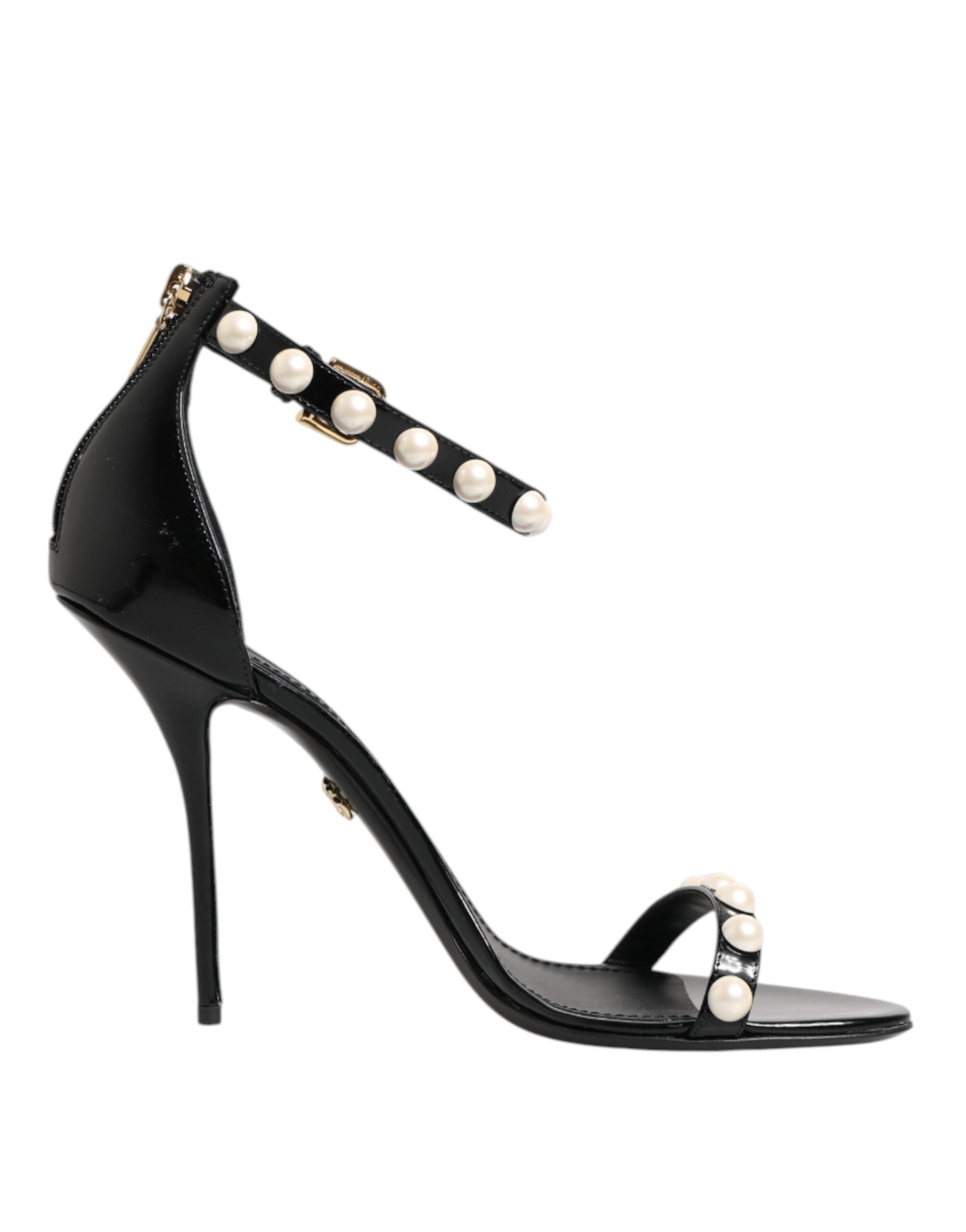 Black KEIRA Pearl Embellished Sandals Shoes - ventzia