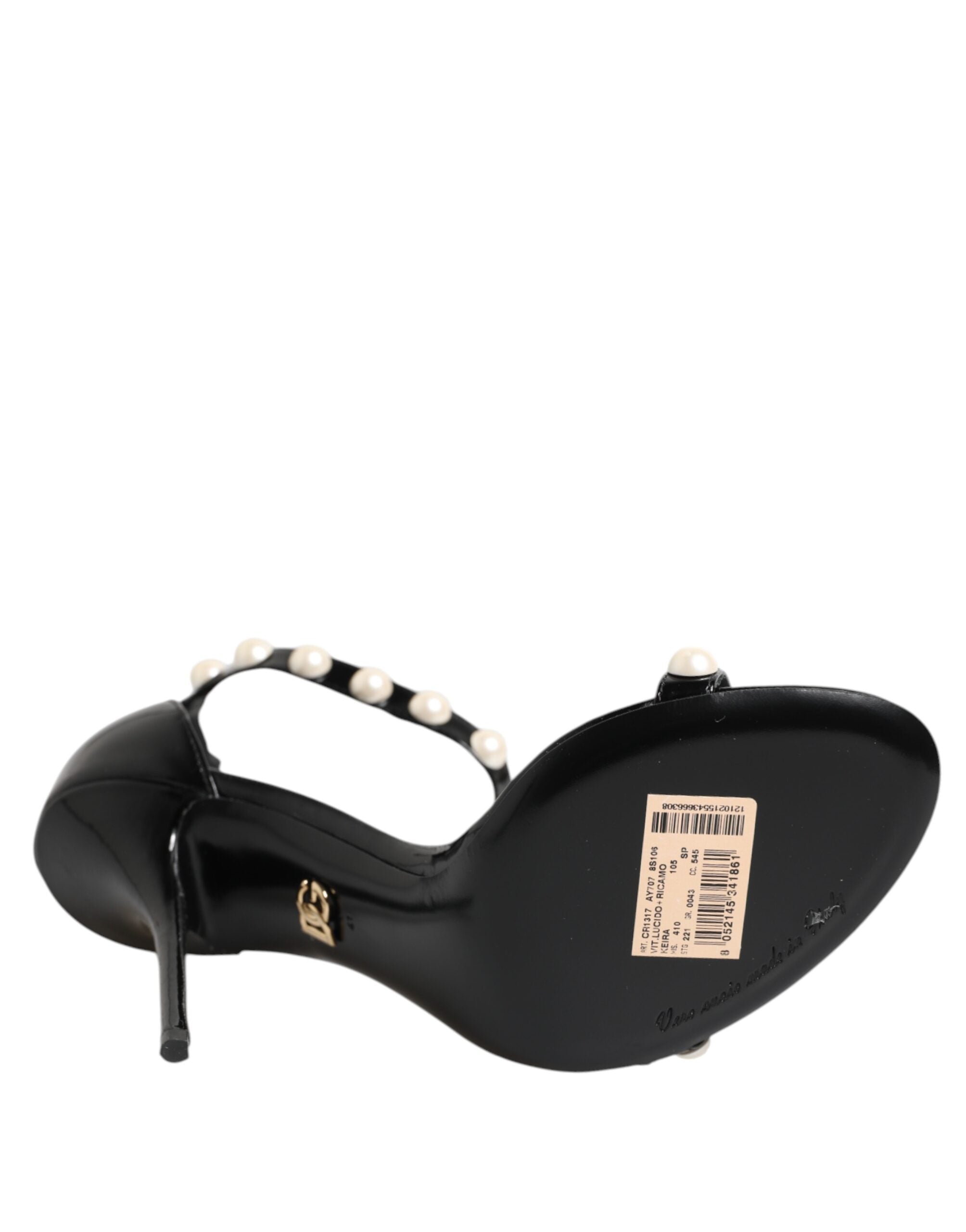 Black KEIRA Pearl Embellished Sandals Shoes - ventzia