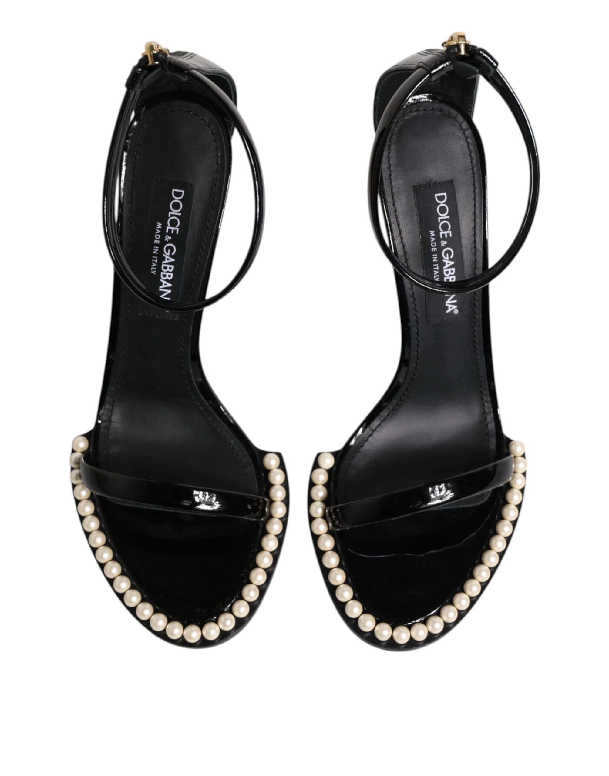 Black KEIRA Pearl Embellished Sandals Shoes - ventzia