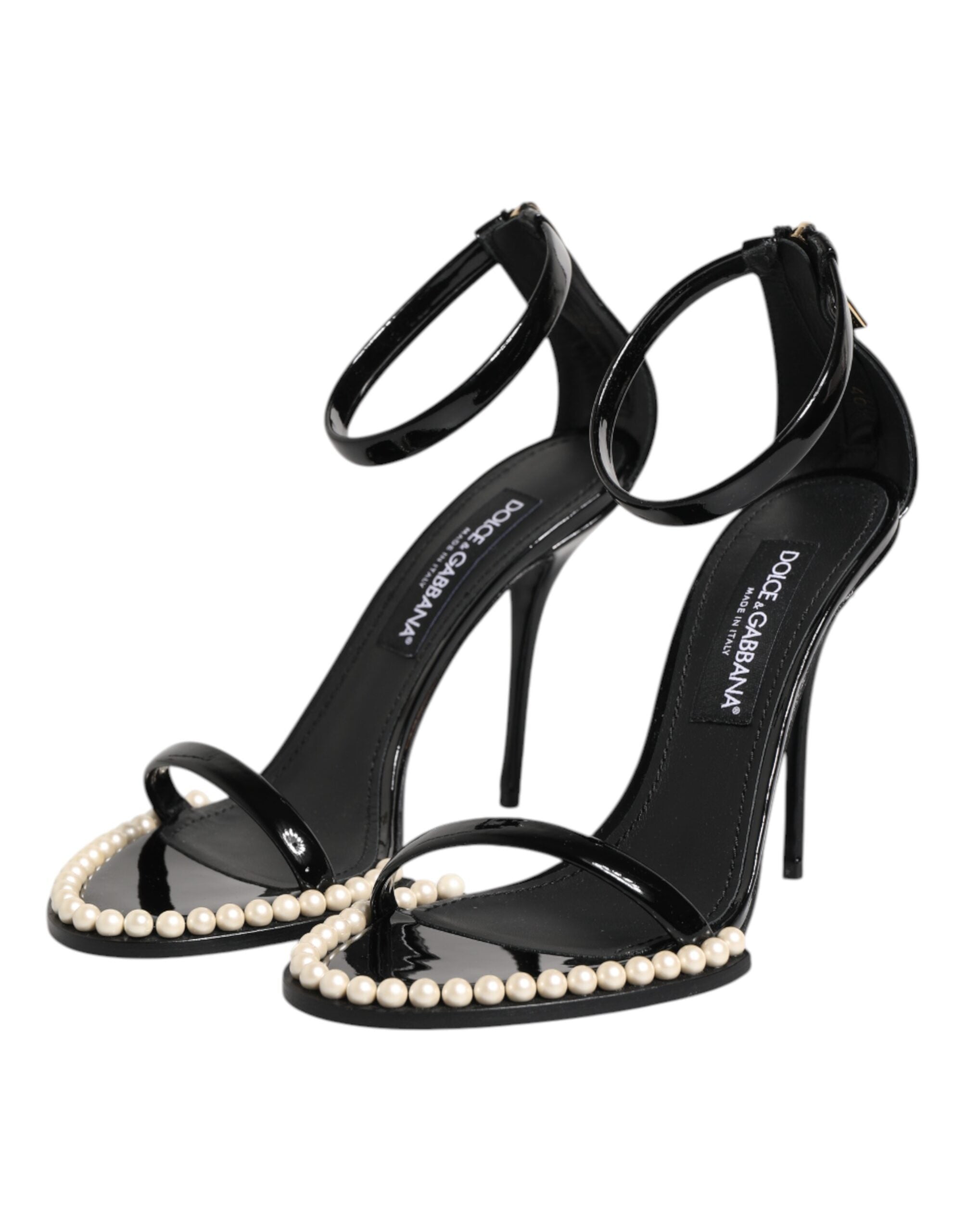 Black KEIRA Pearl Embellished Sandals Shoes - ventzia