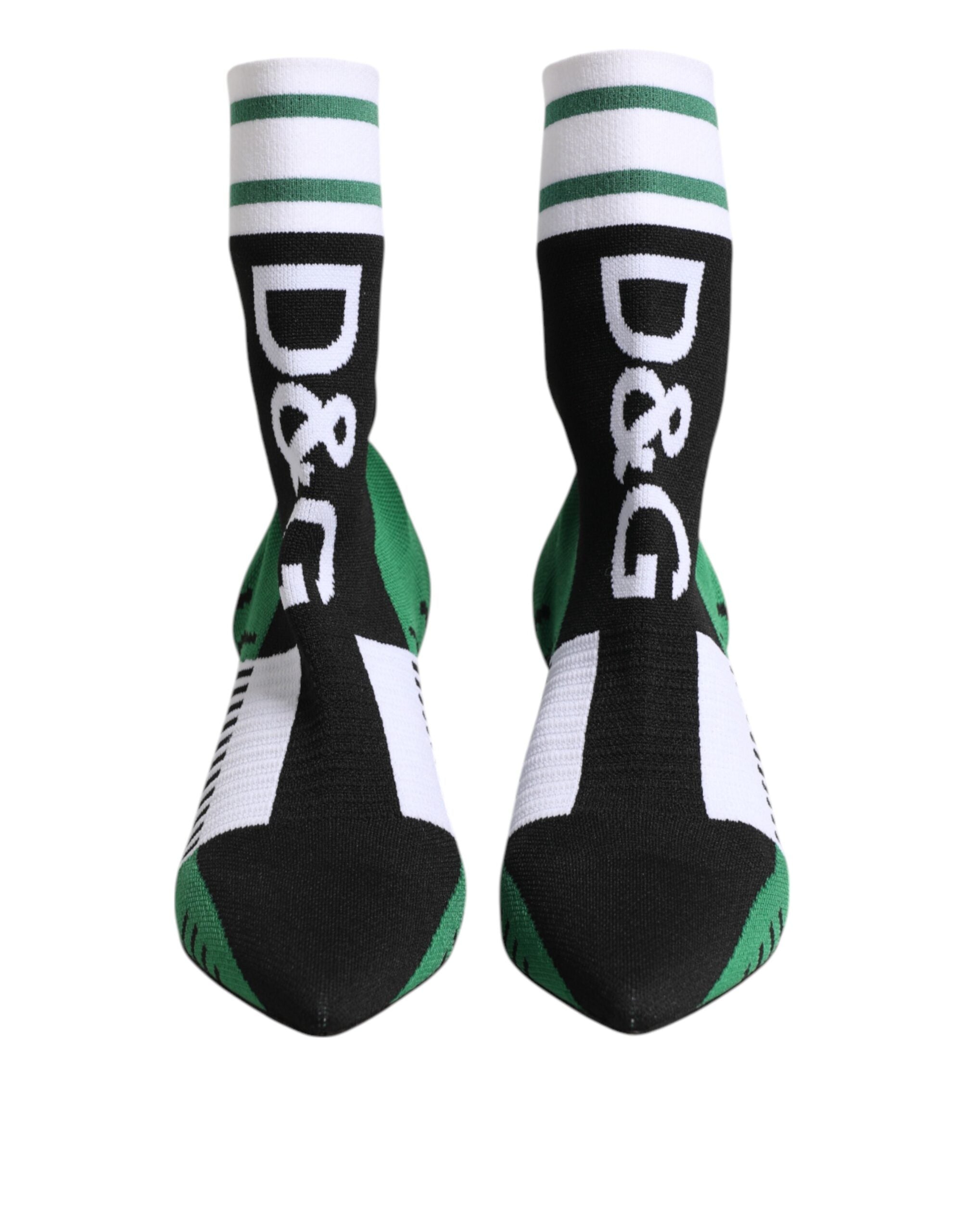 Green Stretch Sock Style Ankle Boots Shoes - ventzia