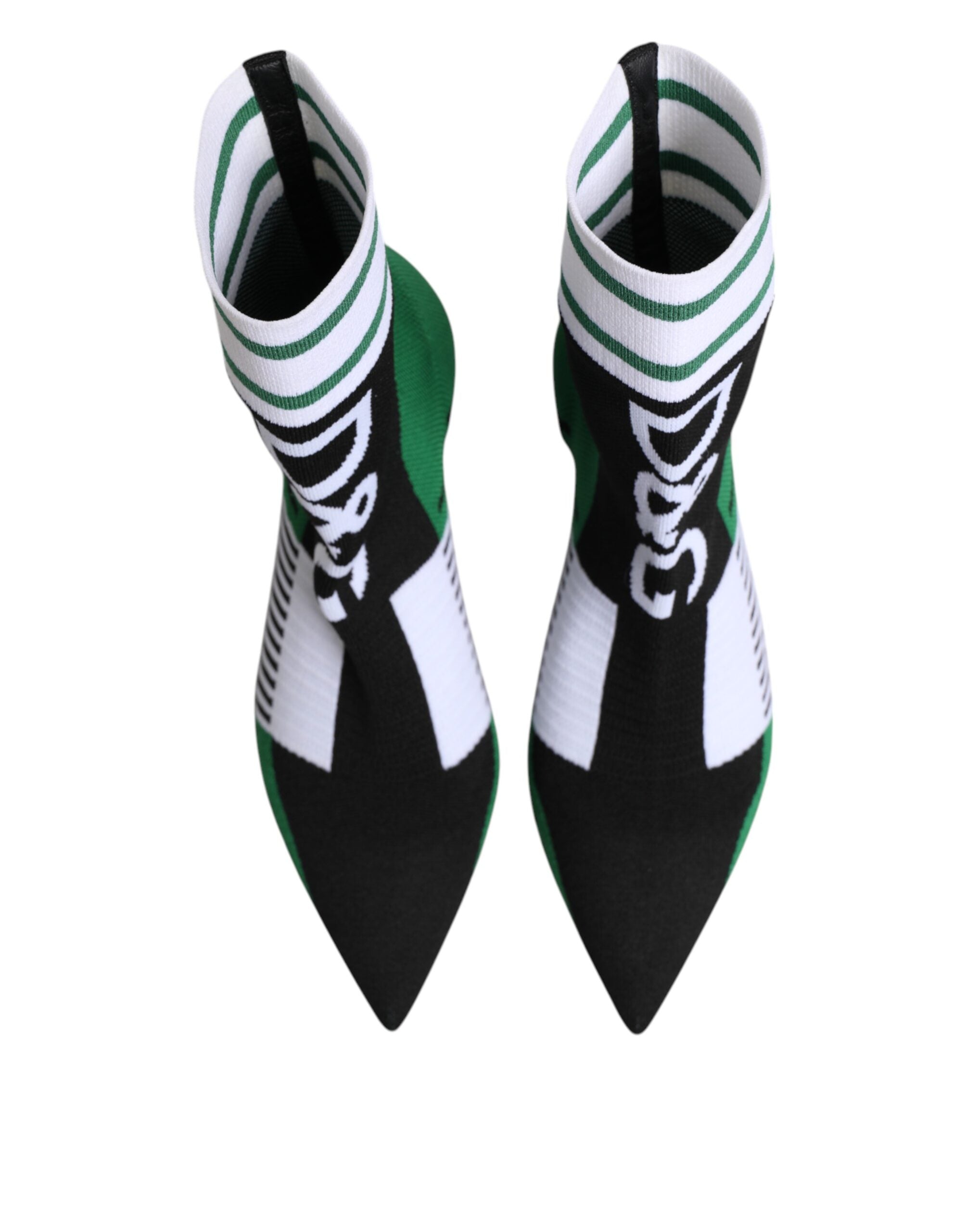 Green Stretch Sock Style Ankle Boots Shoes - ventzia