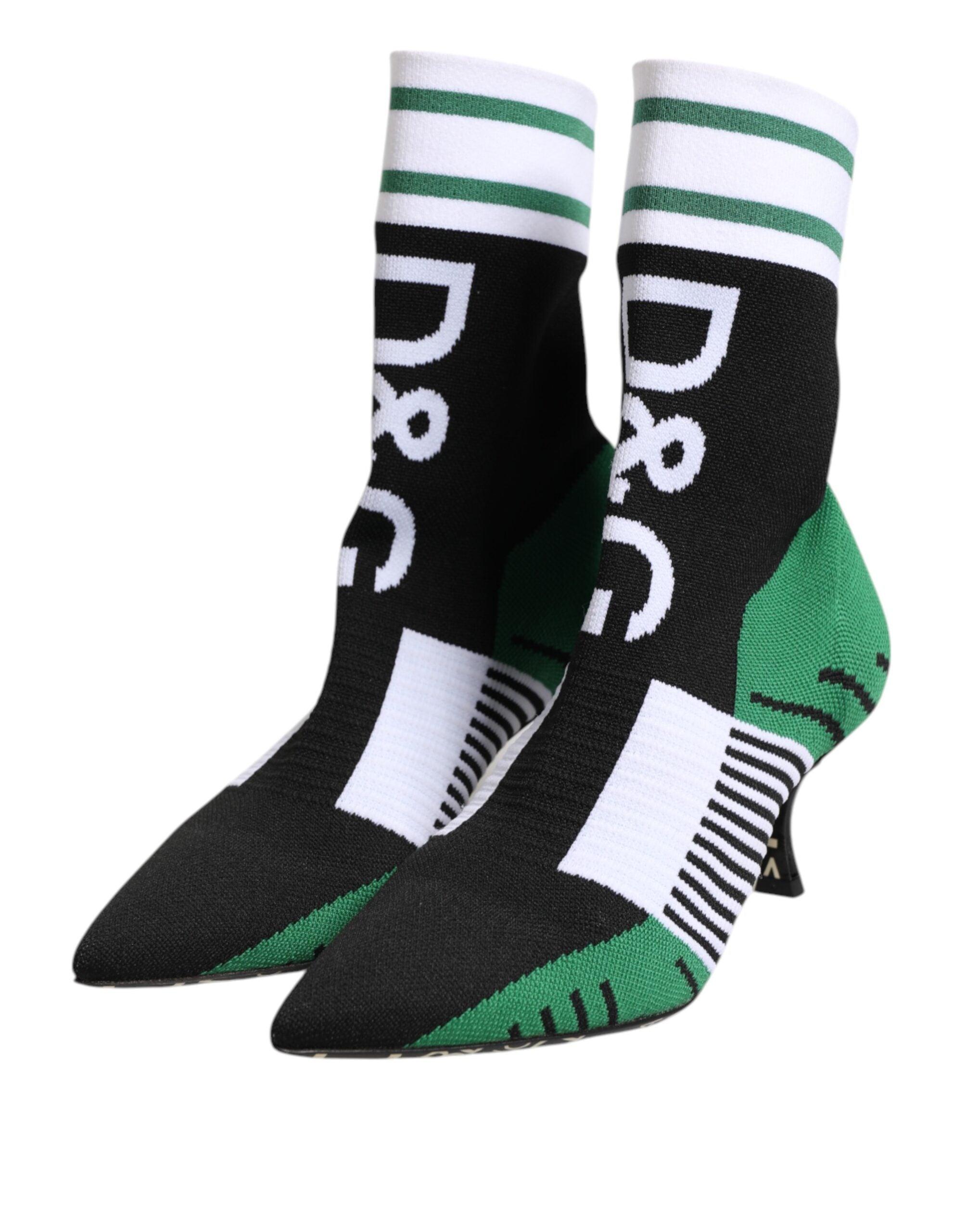 Green Stretch Sock Style Ankle Boots Shoes - ventzia