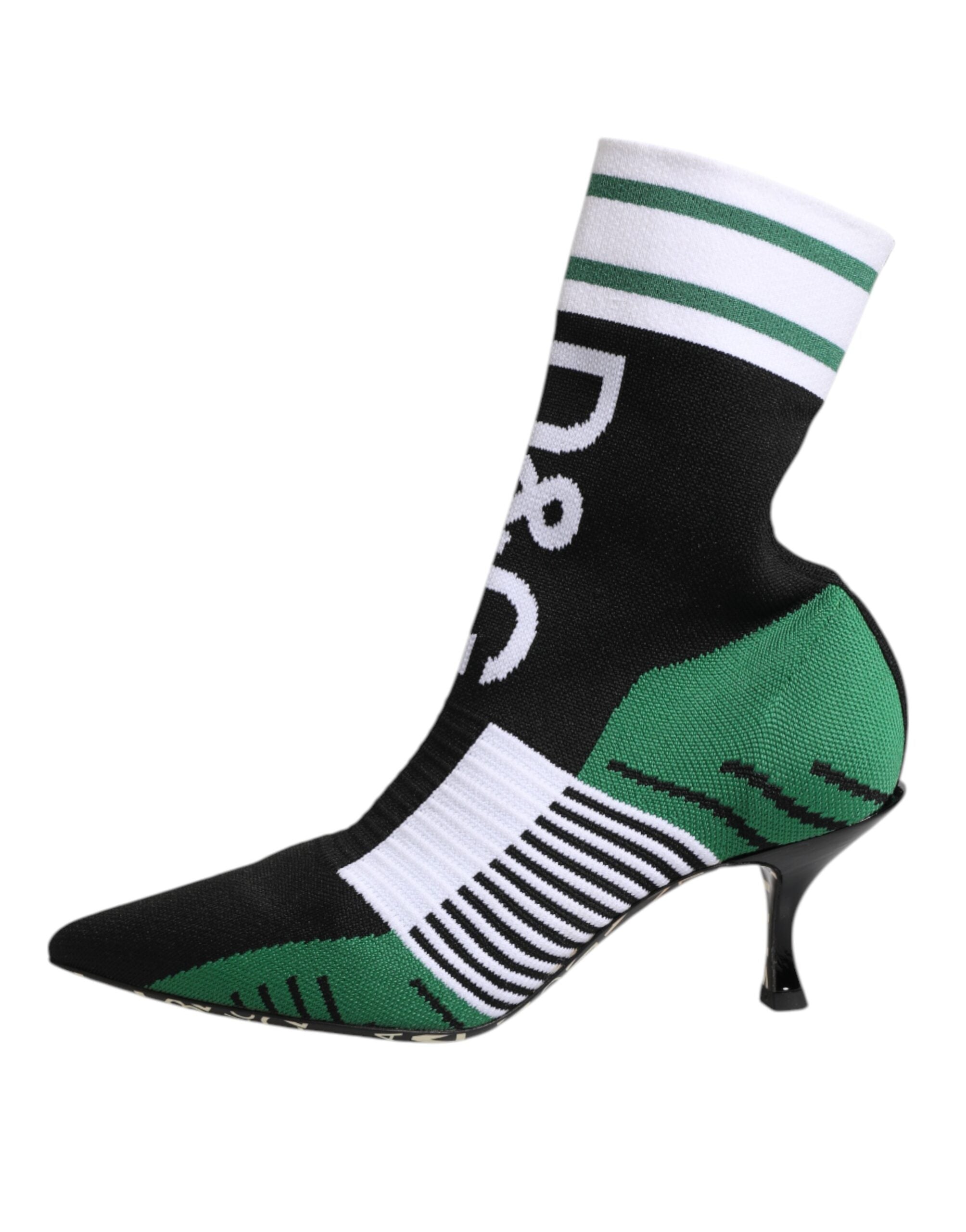 Green Stretch Sock Style Ankle Boots Shoes - ventzia