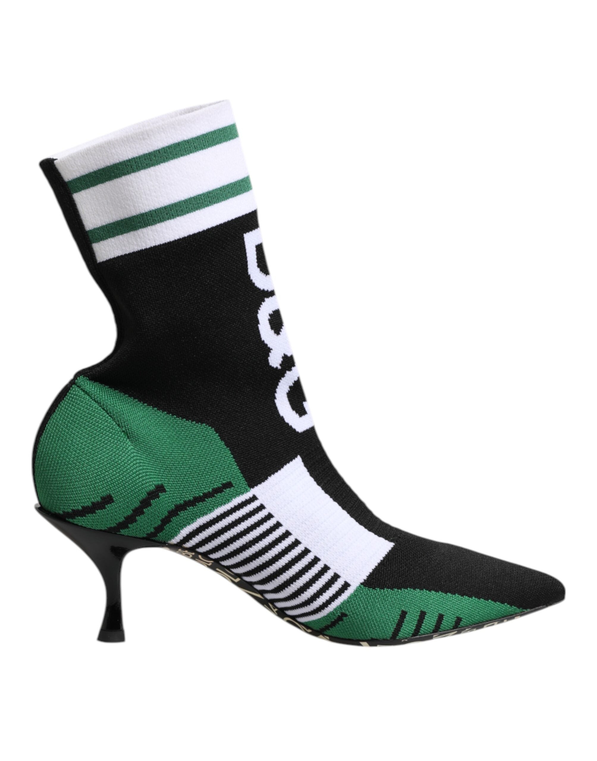 Green Stretch Sock Style Ankle Boots Shoes - ventzia