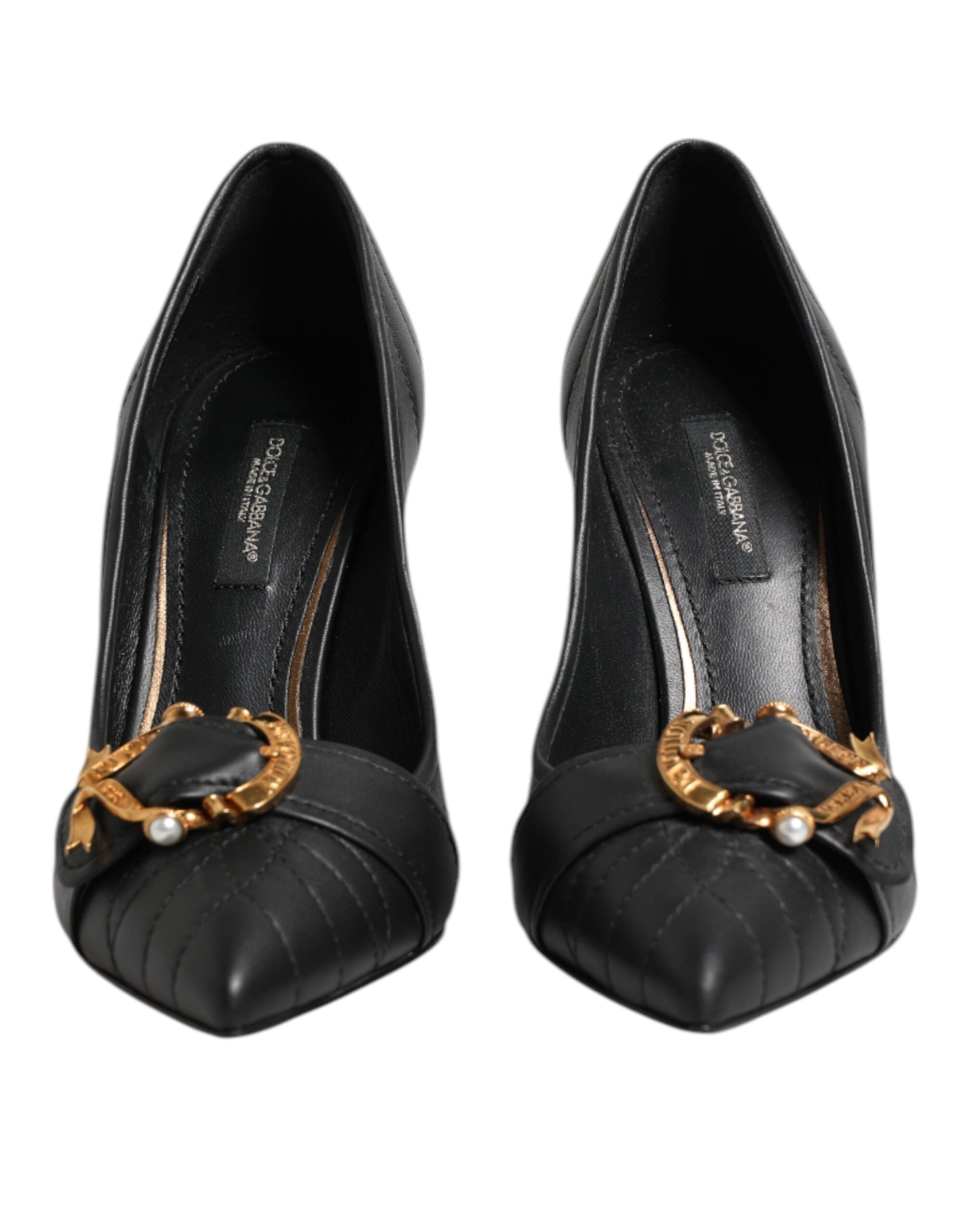 Black Devotion Leather Heels Pumps Shoes - ventzia