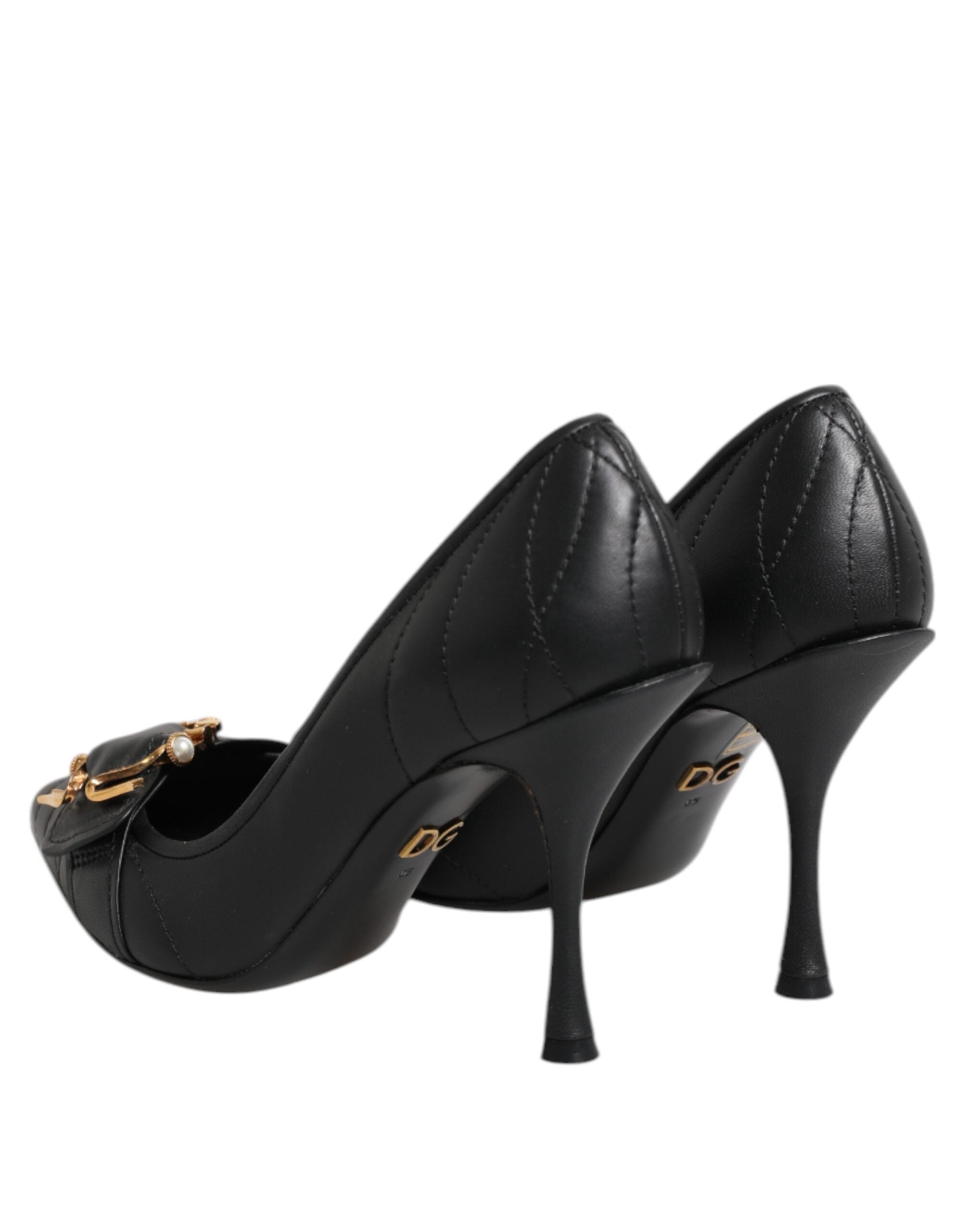 Black Devotion Leather Heels Pumps Shoes - ventzia