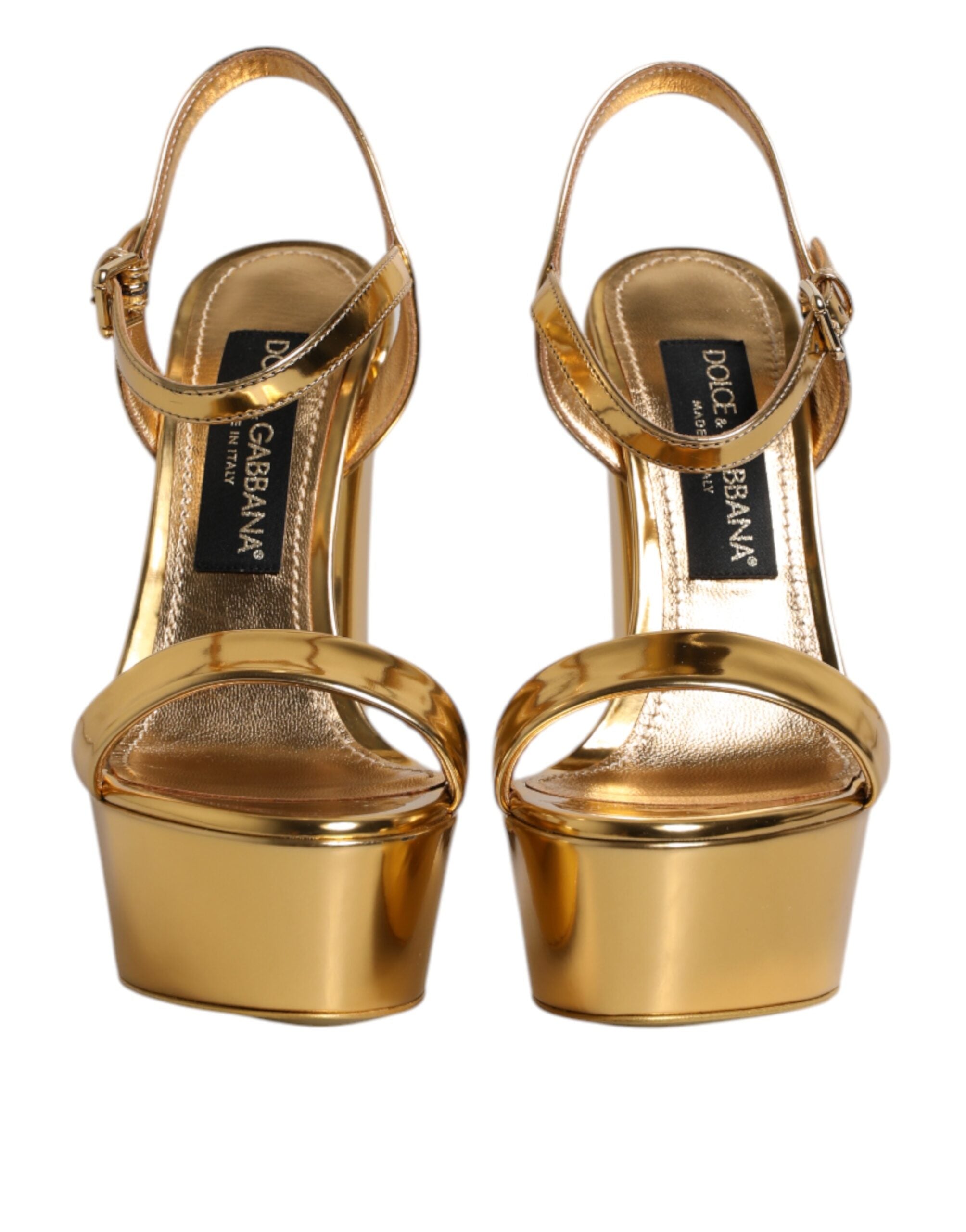 Gold Leather Platform Keira Sandals Shoes - ventzia