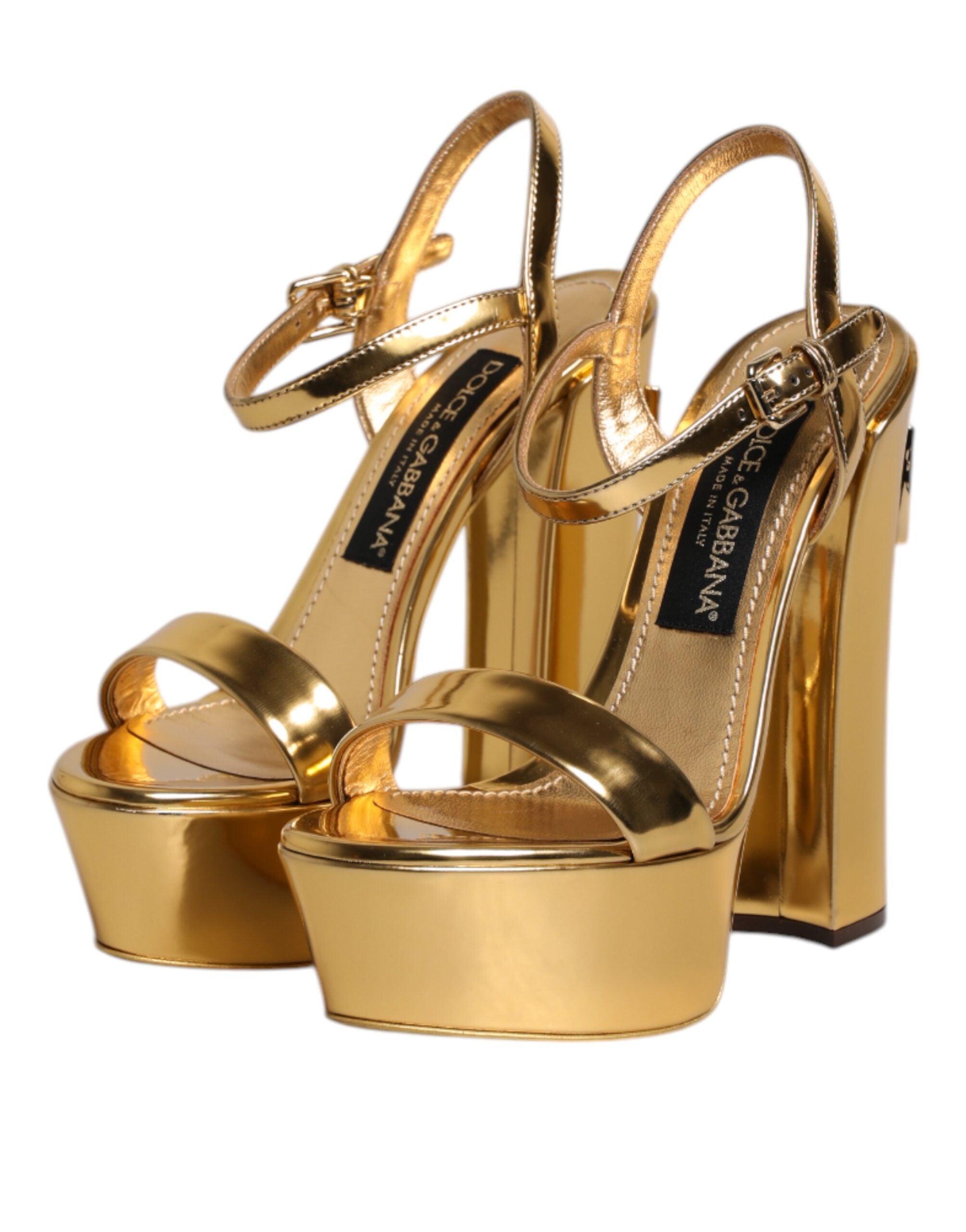 Gold Leather Platform Keira Sandals Shoes - ventzia