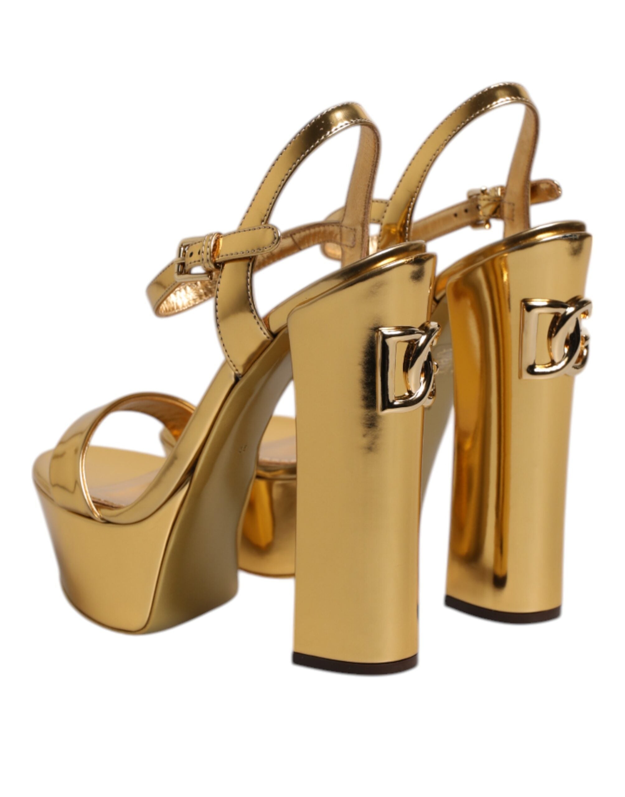 Gold Leather Platform Keira Sandals Shoes - ventzia