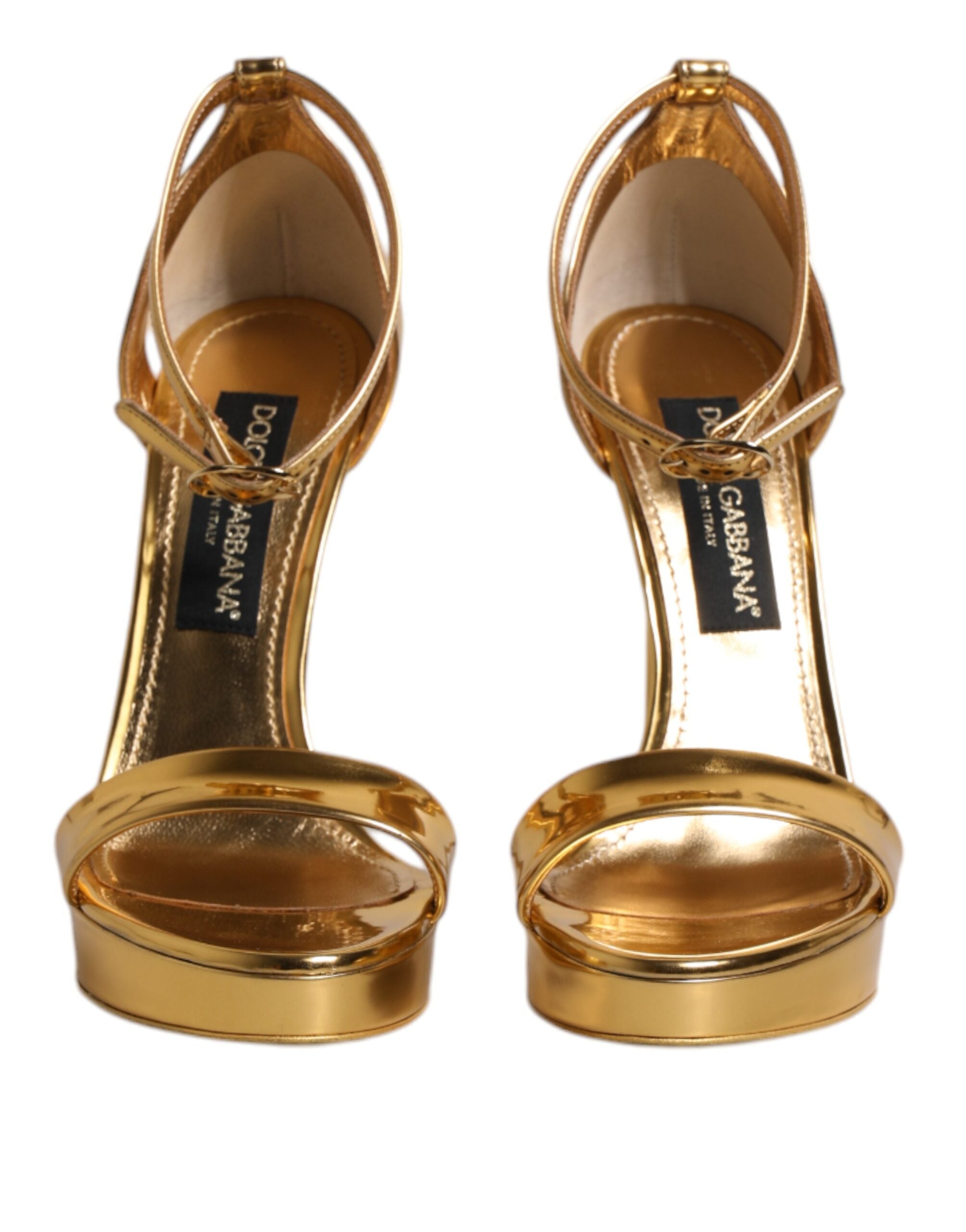 Gold Leather Platform Keira Sandals Shoes - ventzia