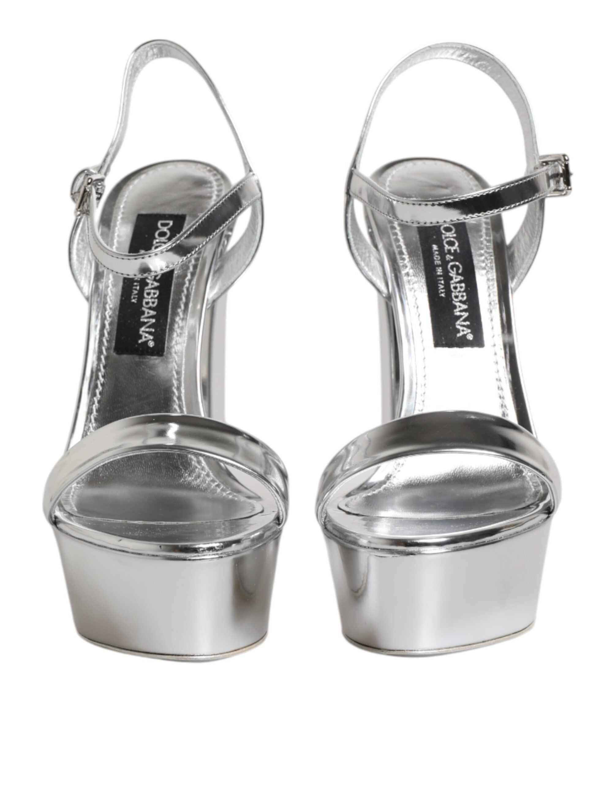Silver Leather Platform Keira Sandals Shoes - ventzia