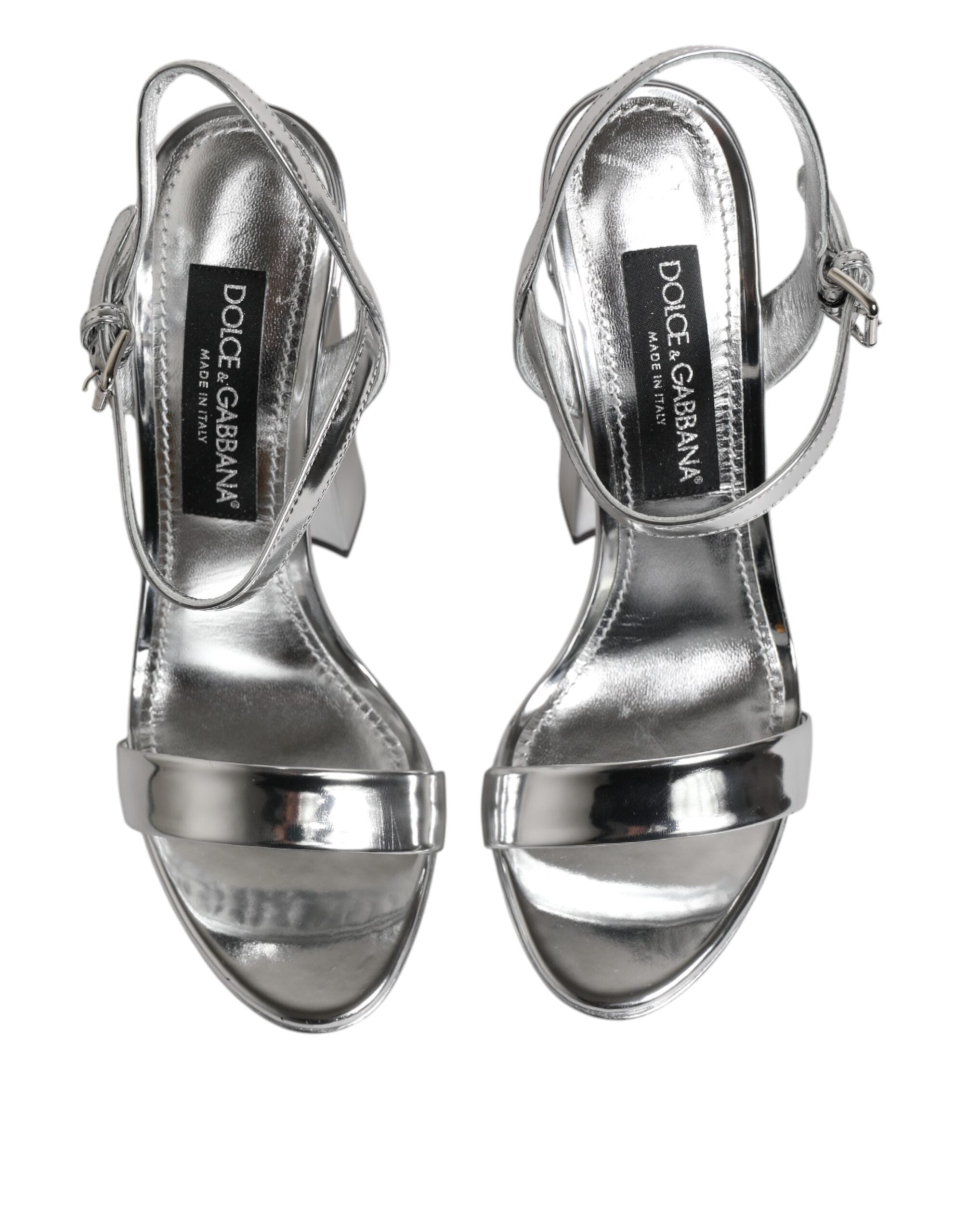 Silver Leather Platform Keira Sandals Shoes - ventzia