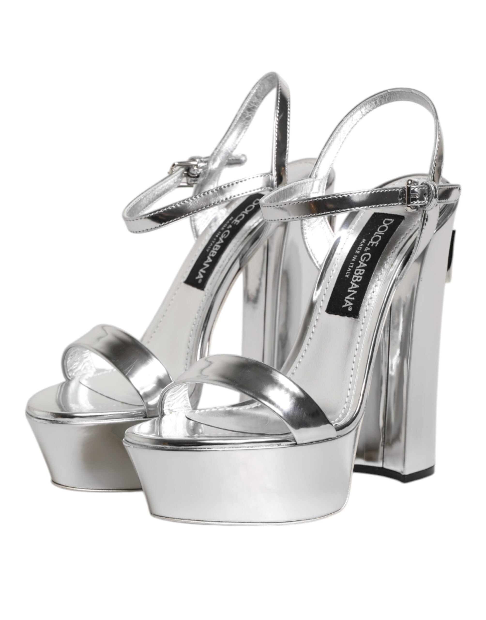 Silver Leather Platform Keira Sandals Shoes - ventzia