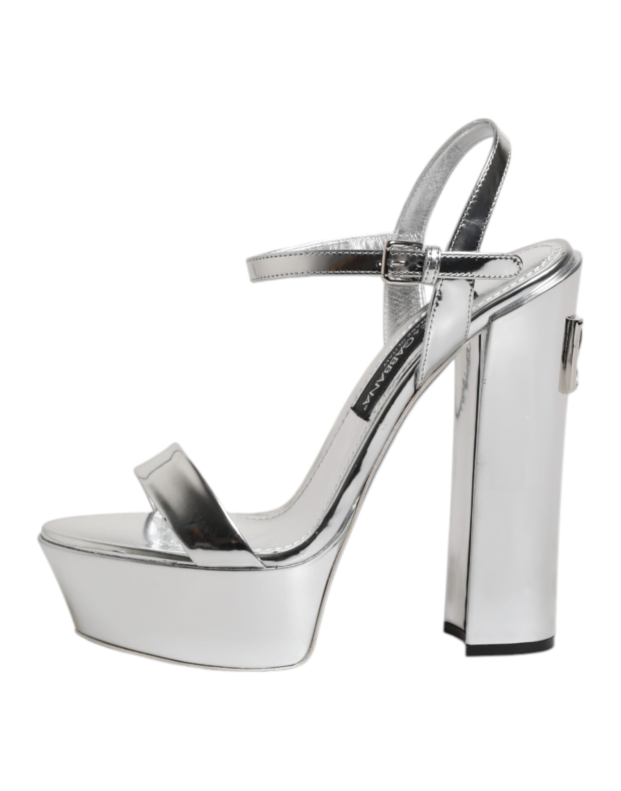 Silver Leather Platform Keira Sandals Shoes - ventzia