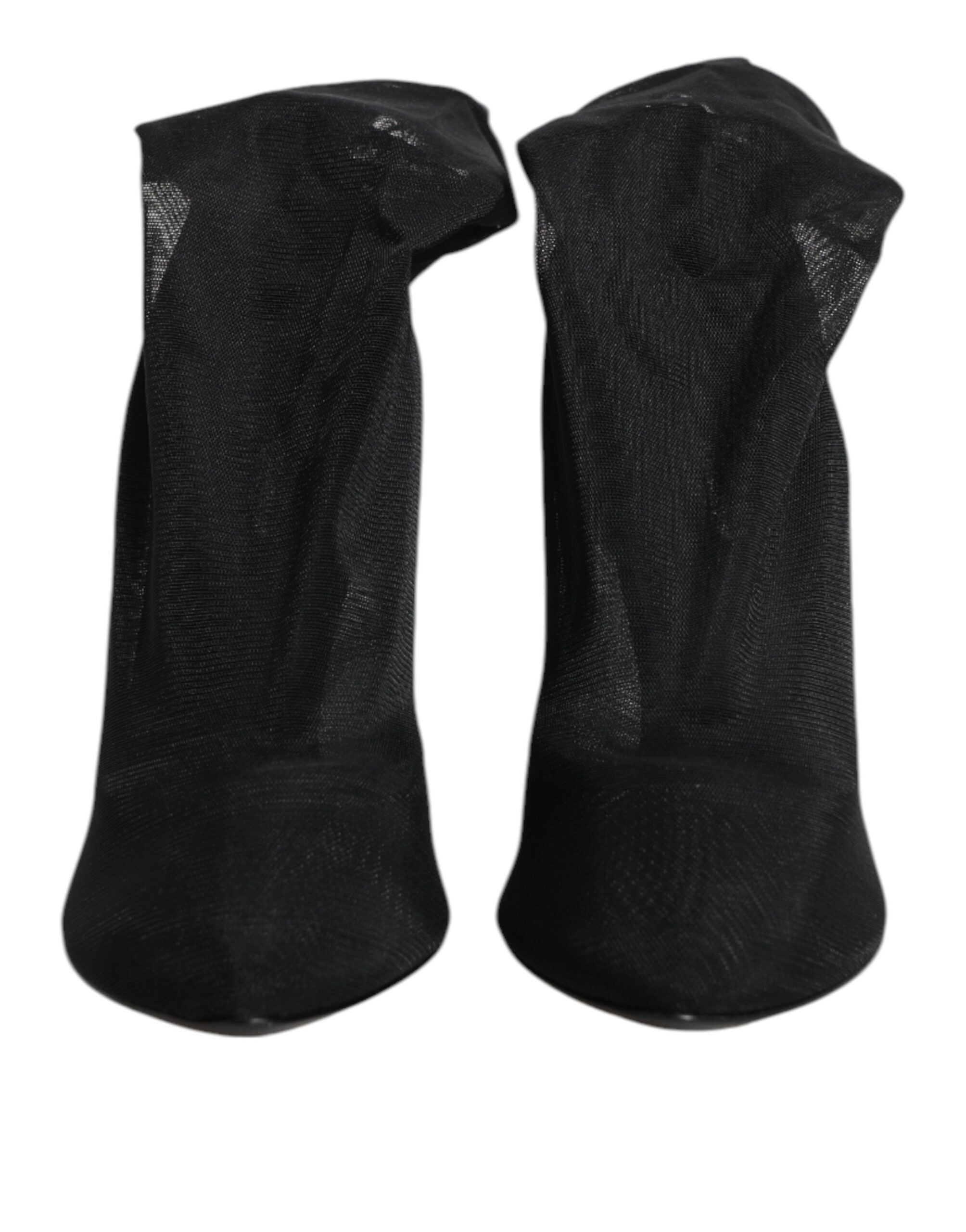Black Silk Stretch Mesh Sock Boots Shoes - ventzia