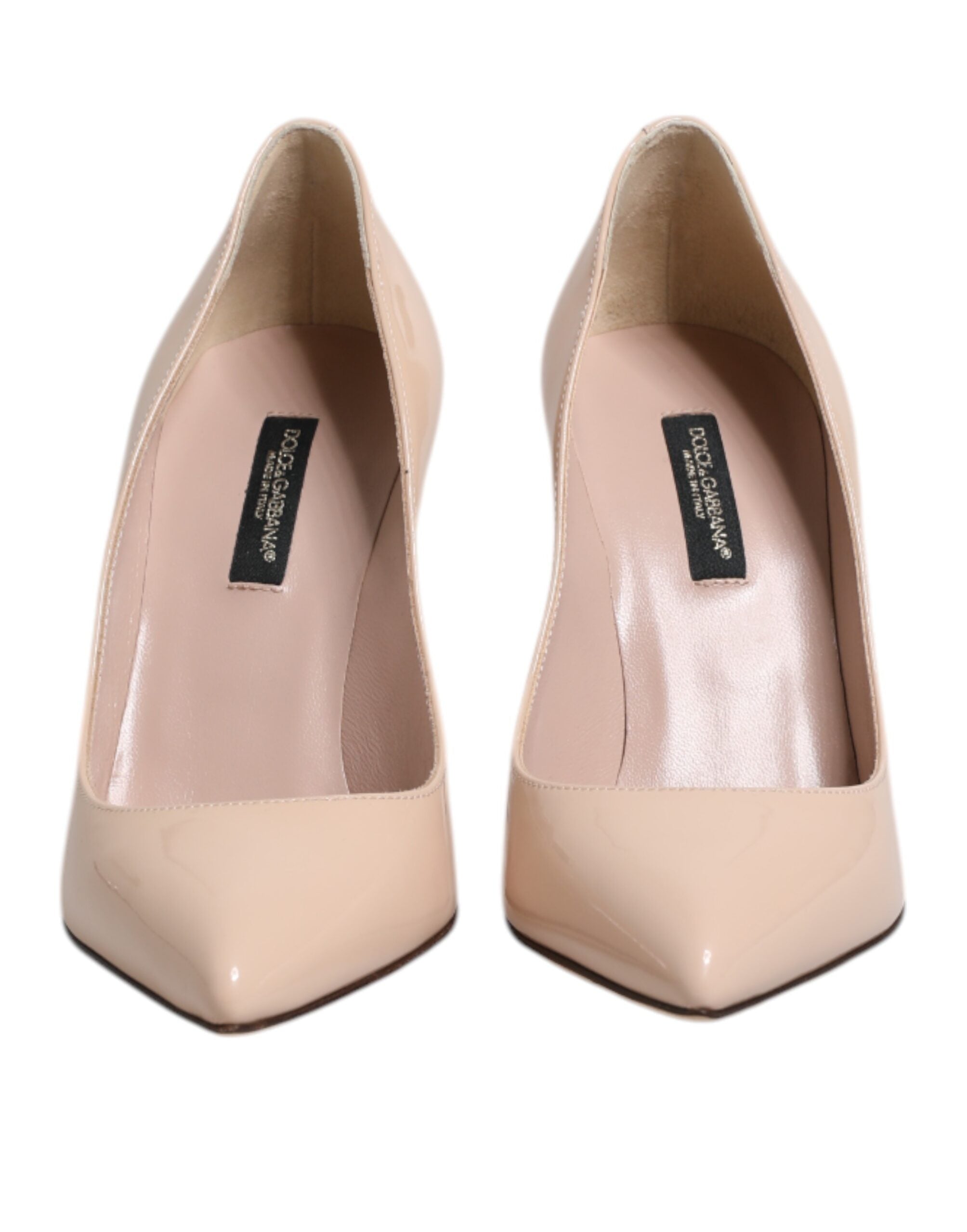Beige Patent Leather Stiletto Heel Pumps Shoes - ventzia