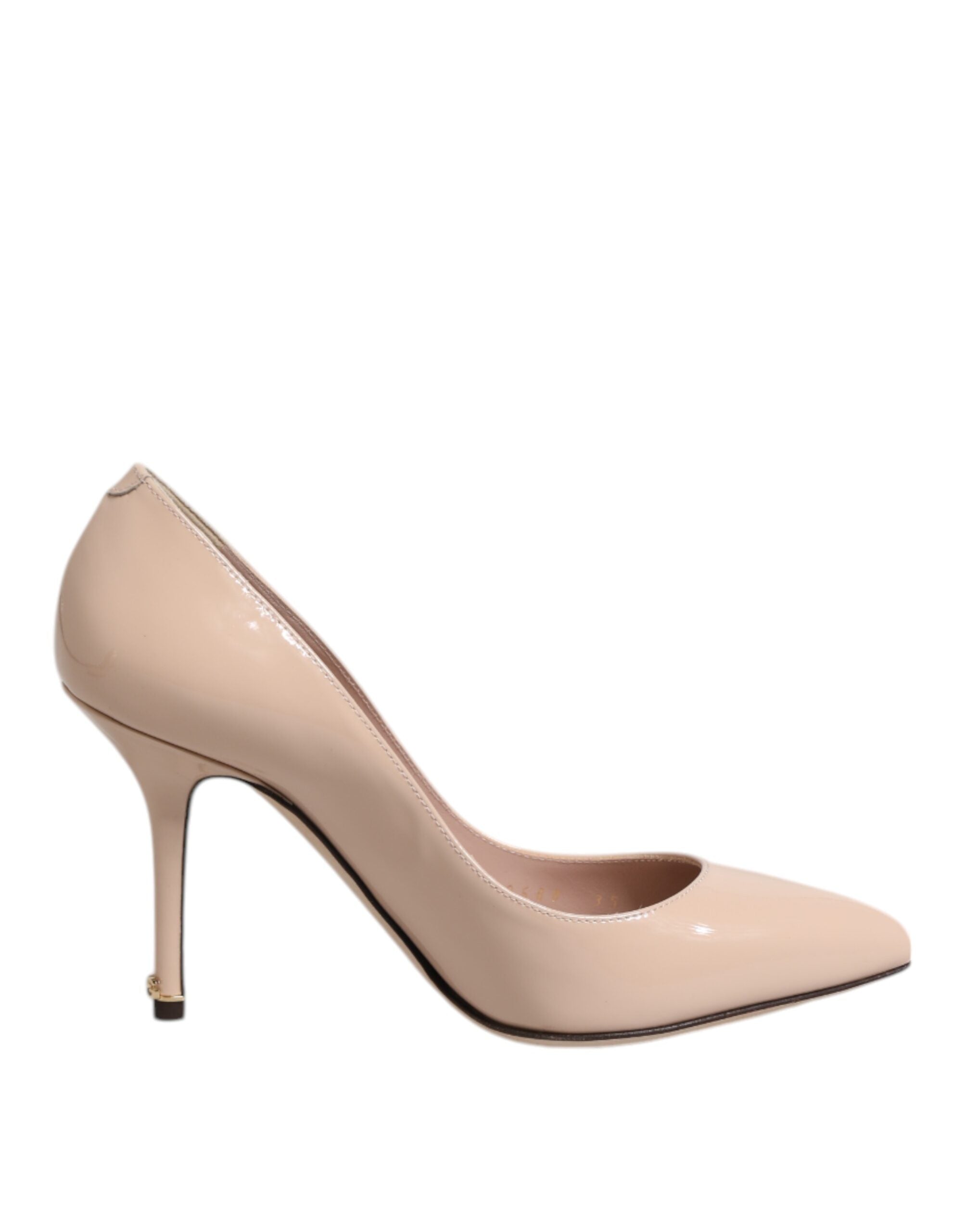 Beige Patent Leather Stiletto Heel Pumps Shoes - ventzia