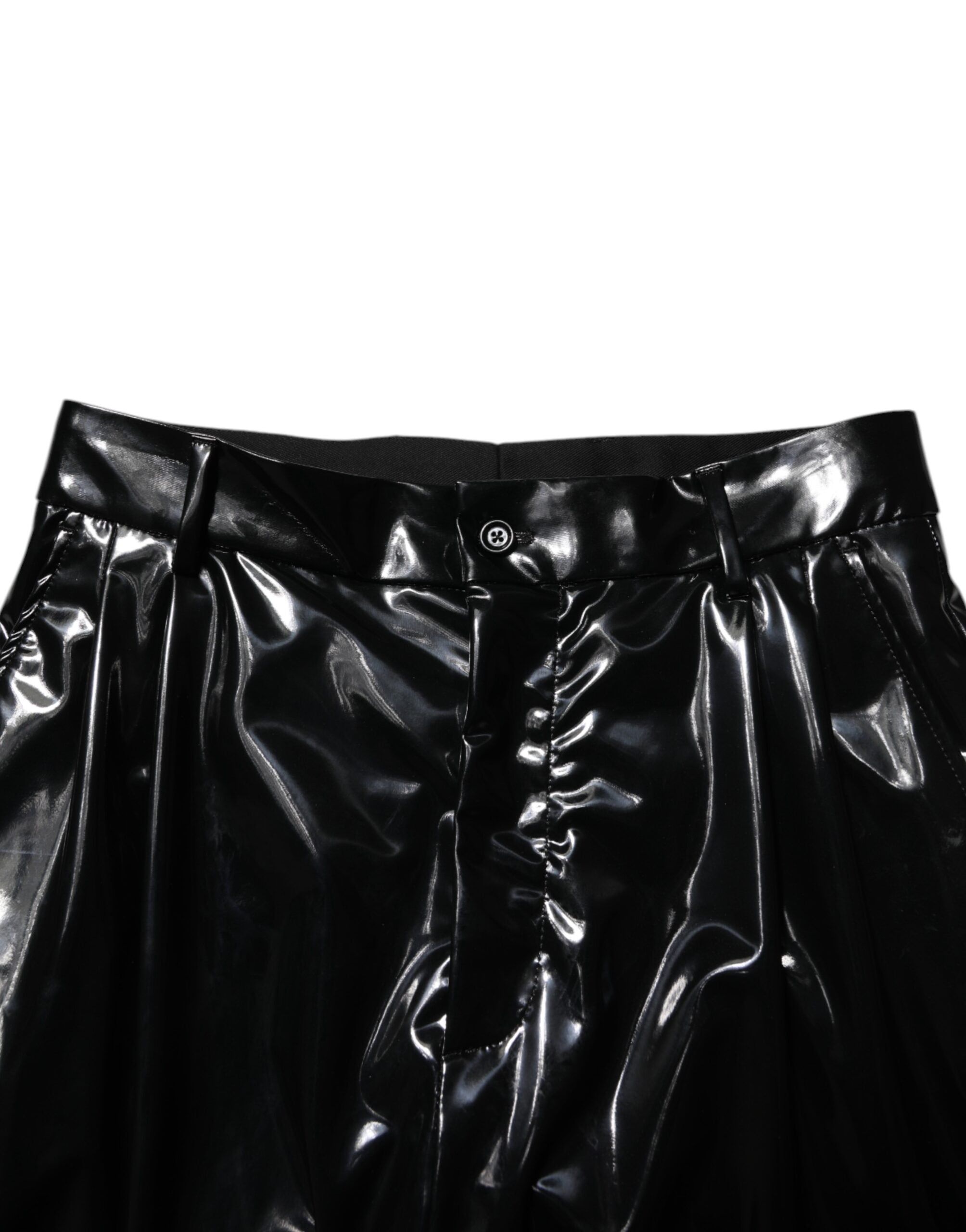 Black Polyester Mid Waist Men Trouser Pants - ventzia