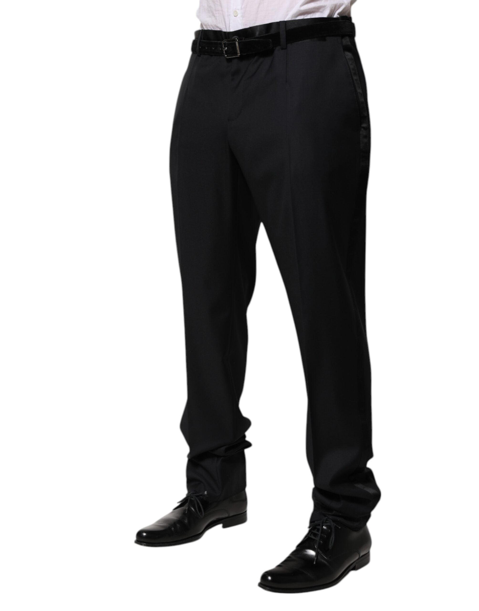 Black Wool Men Formal Dress Trouser Pants - ventzia