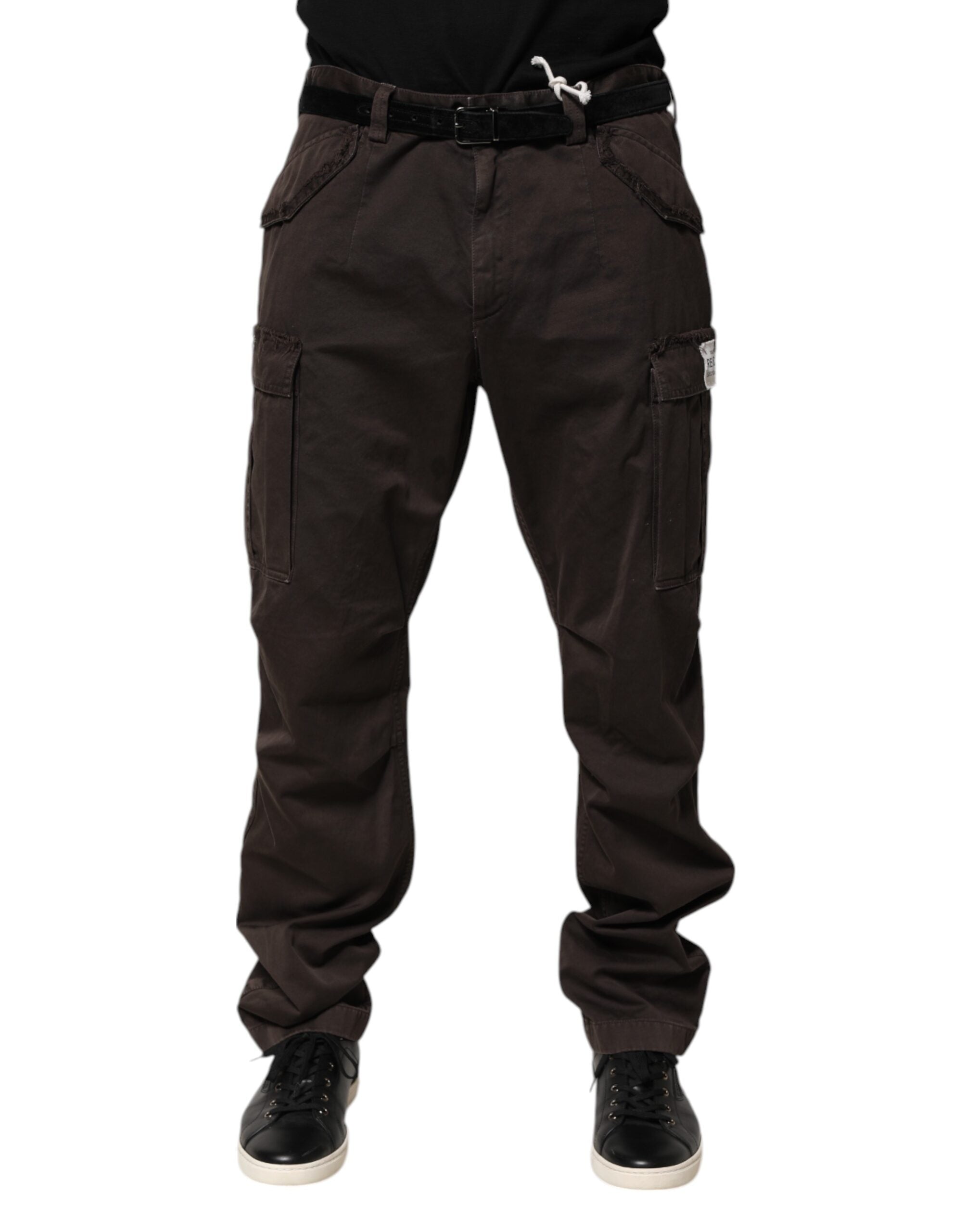 Brown Cotton Stretch Cargo Men Trouser Pants - ventzia