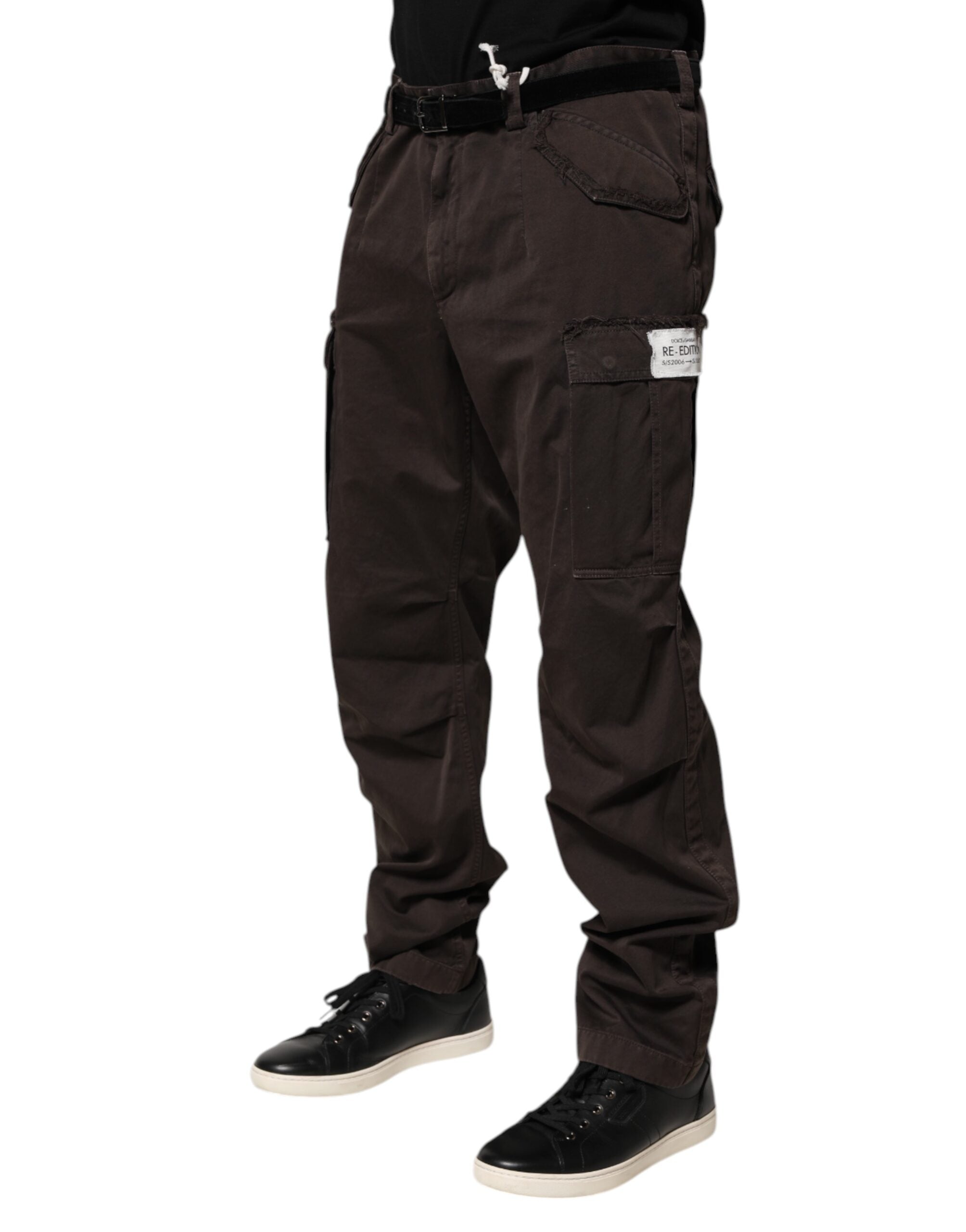 Brown Cotton Stretch Cargo Men Trouser Pants - ventzia