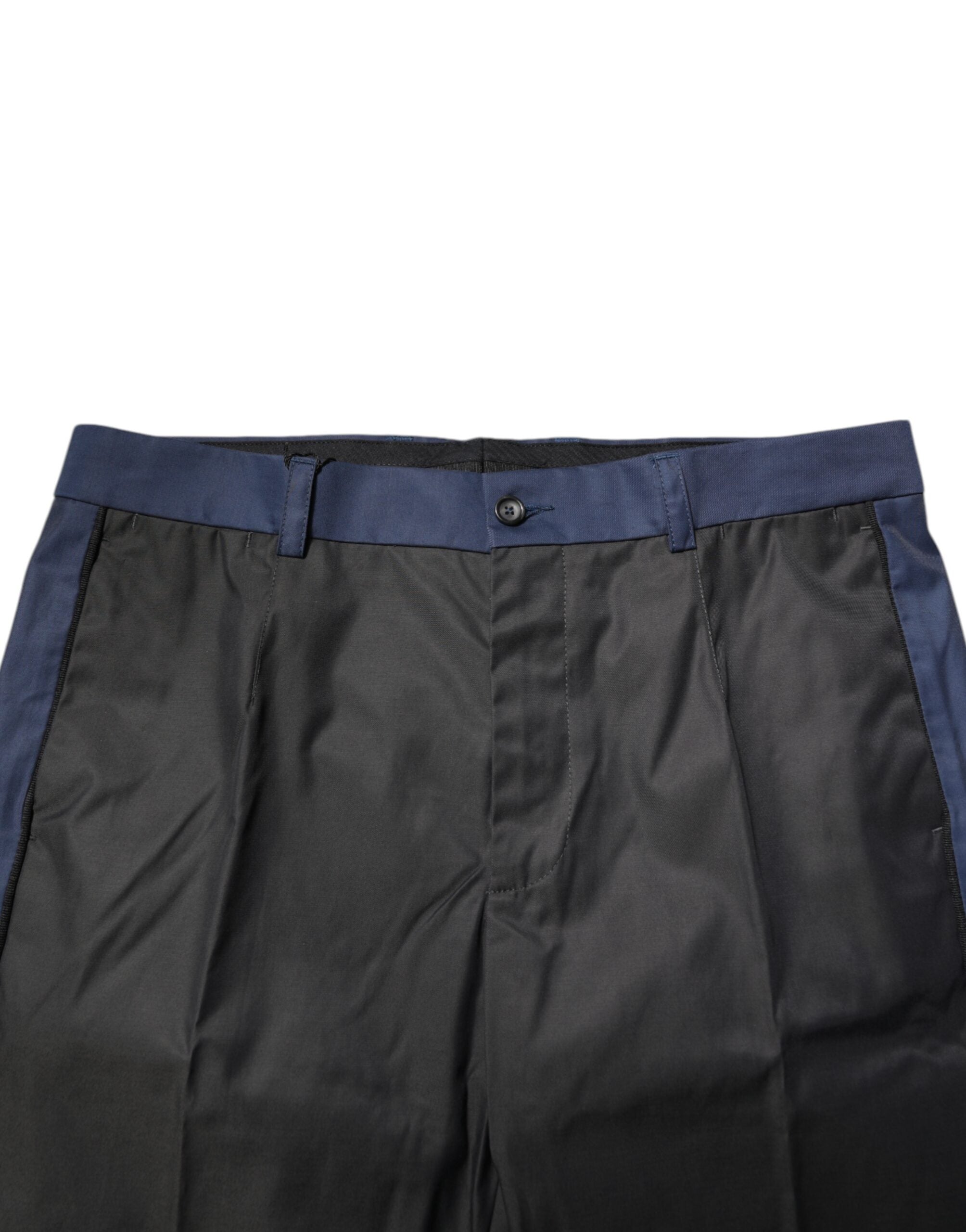 Gray Blue Cotton 3/4 Chinos Crop Trouser Pants - ventzia