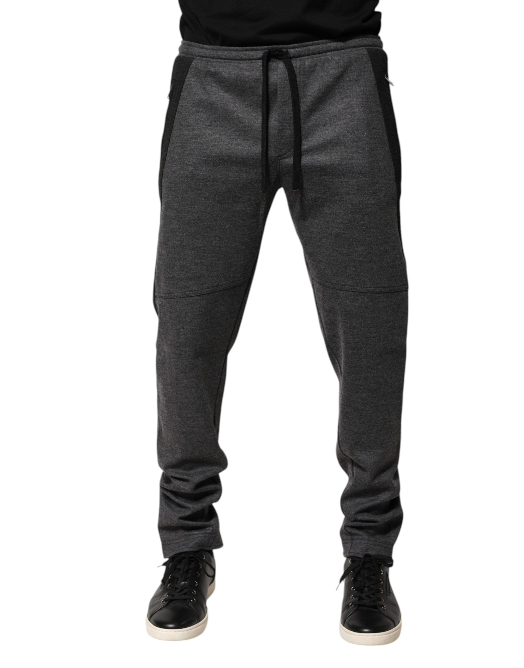 Gray Black Wool Blend Jogger Sweatpants  Pants - ventzia