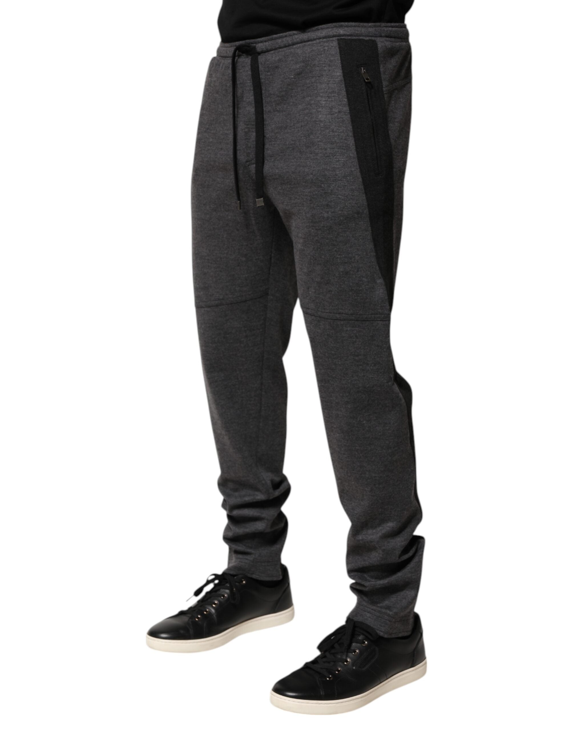 Gray Black Wool Blend Jogger Sweatpants  Pants - ventzia