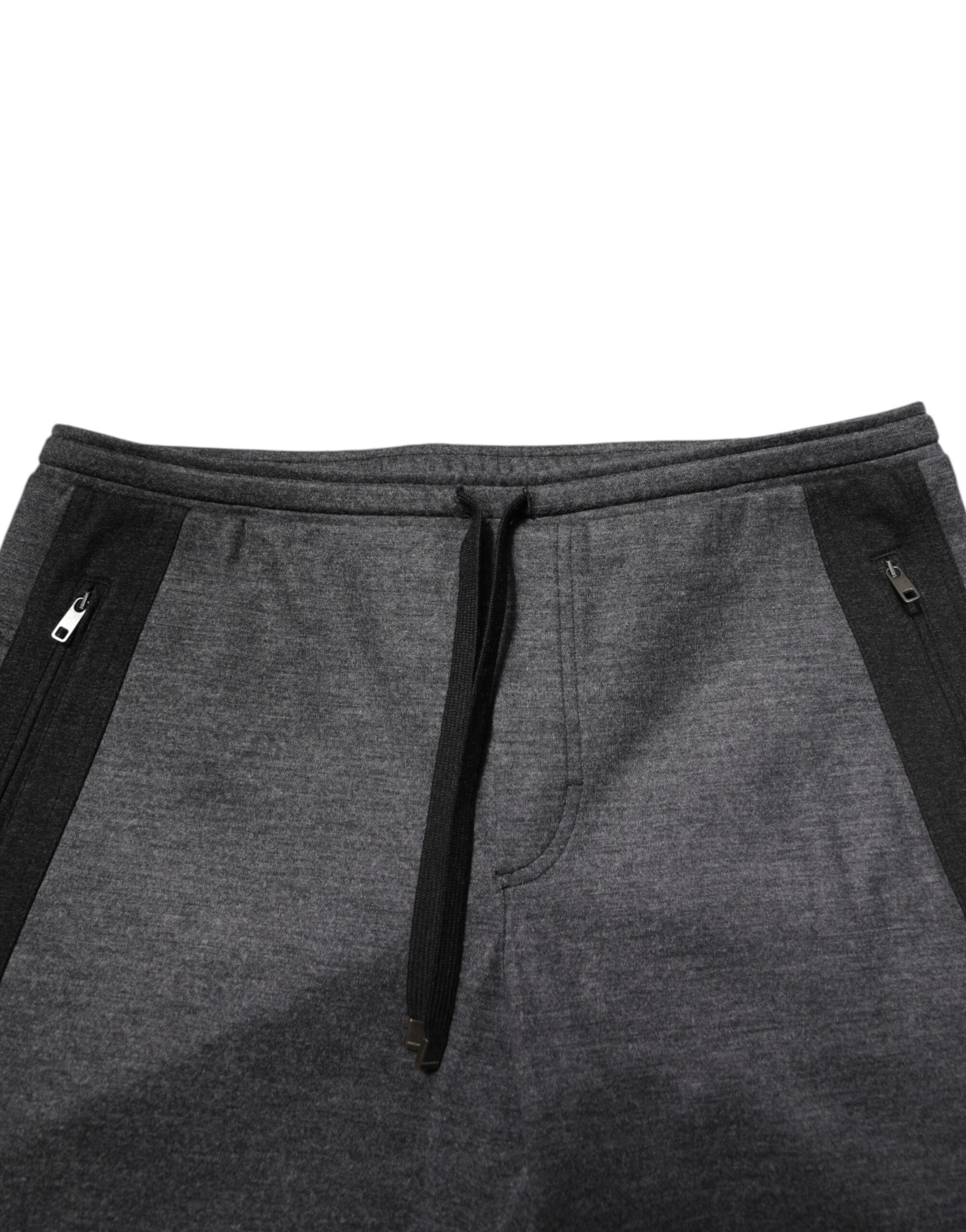 Gray Black Wool Blend Jogger Sweatpants  Pants - ventzia