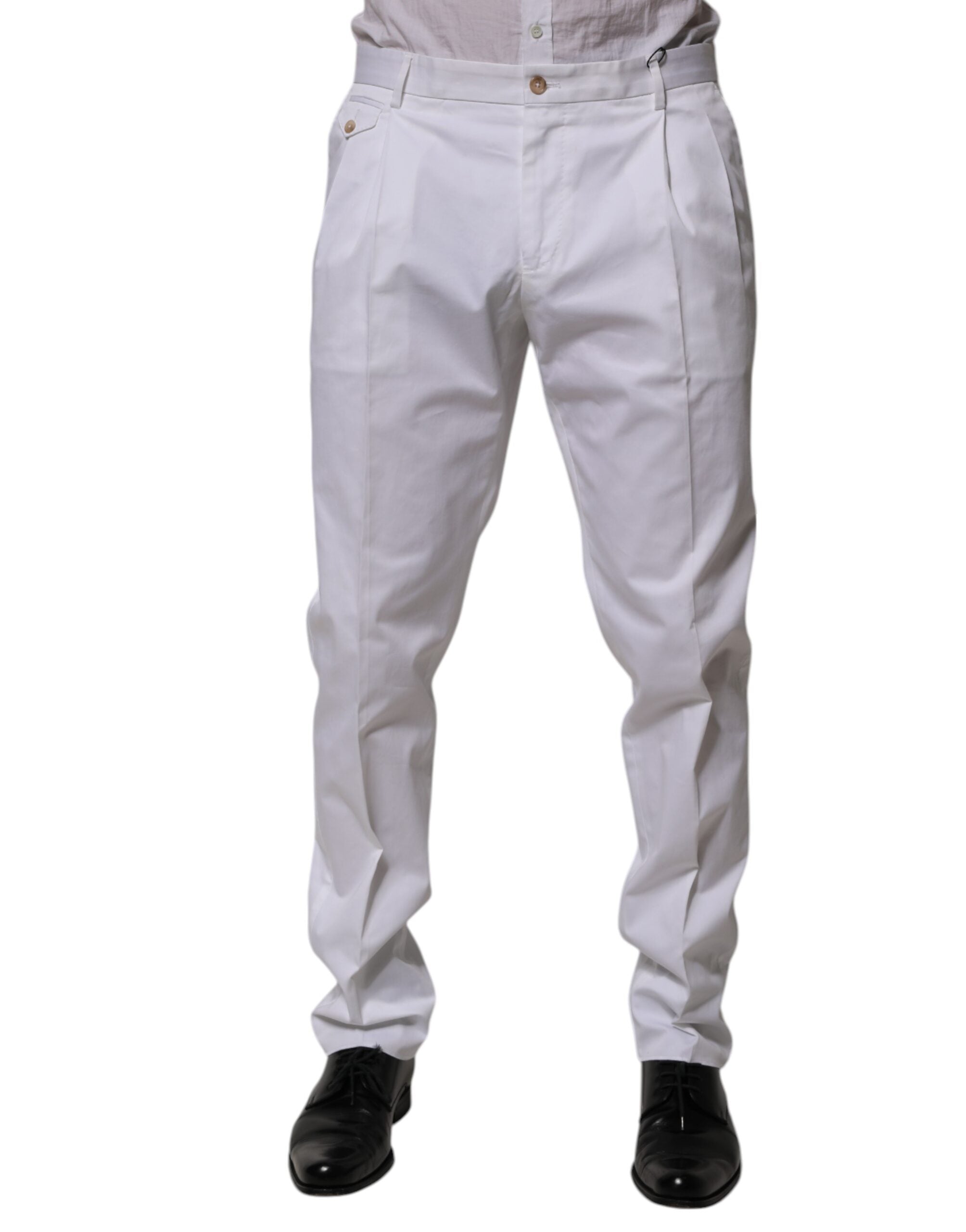 White Cotton Dress Slim Formal Trouser Pants - ventzia