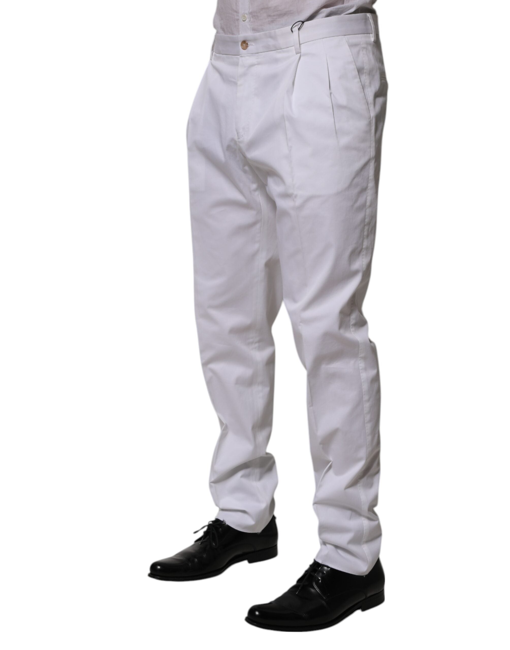 White Cotton Dress Slim Formal Trouser Pants - ventzia