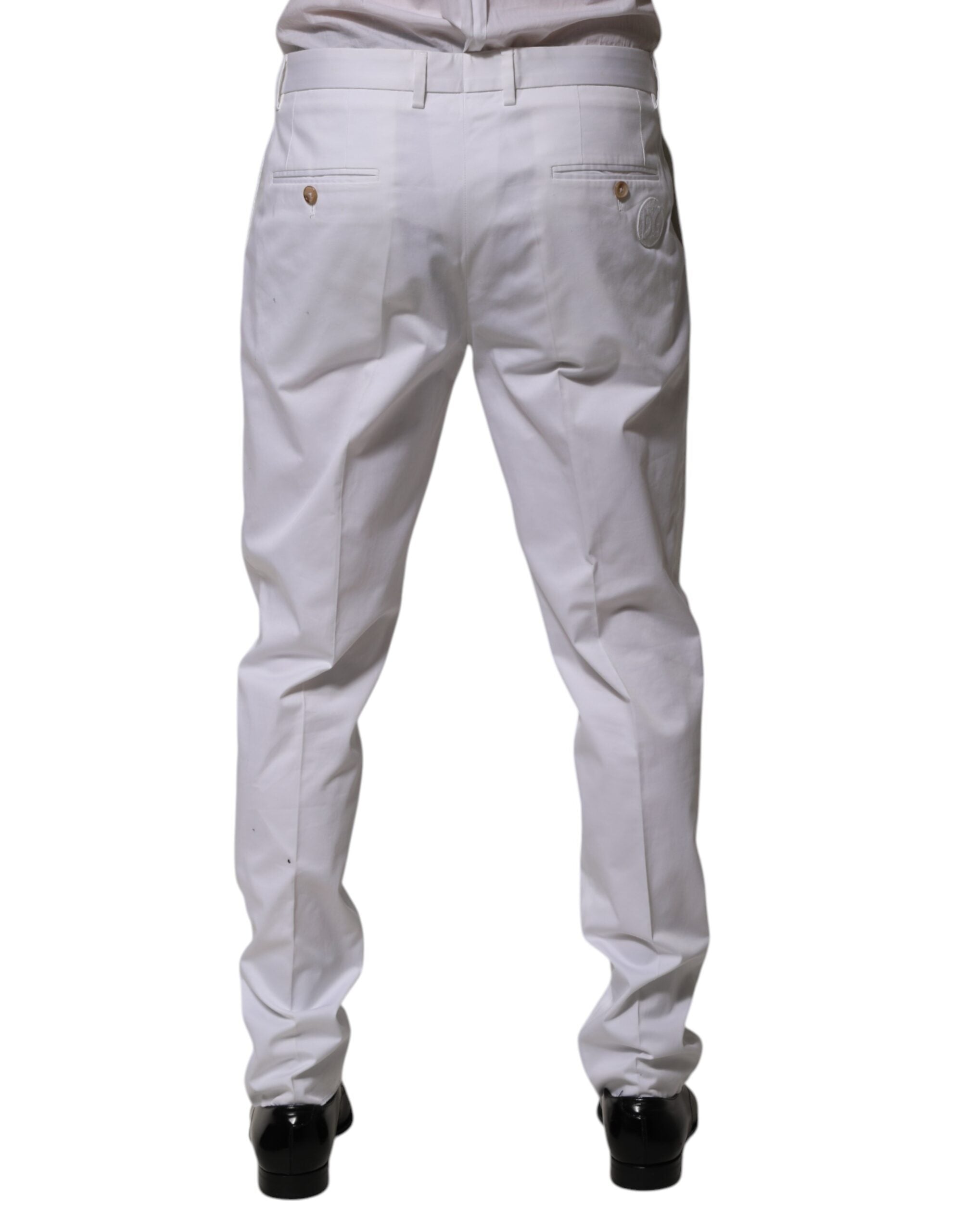 White Cotton Dress Slim Formal Trouser Pants - ventzia